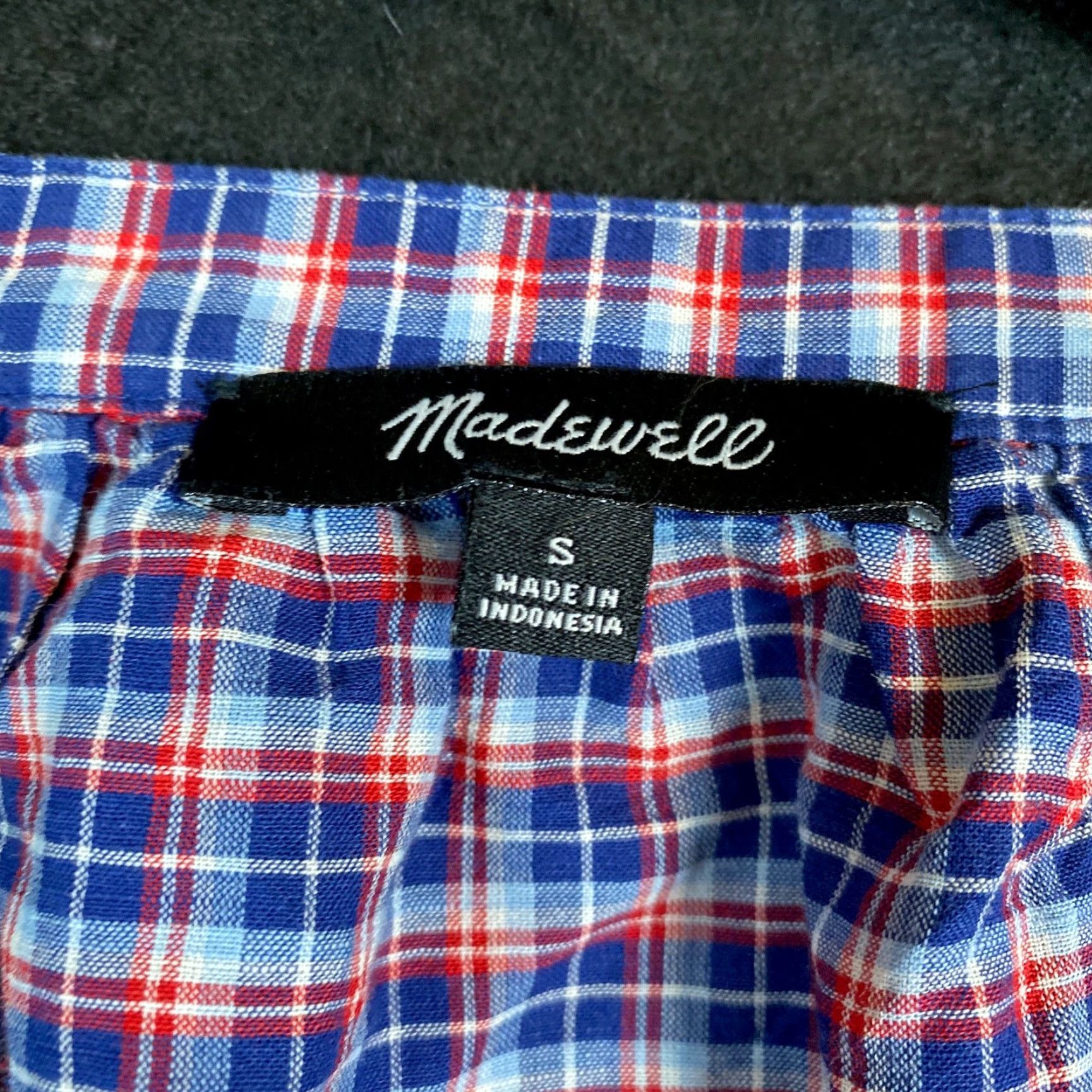 Madewell Madewell Blouse Womens Plaid V-Neck Long Sleeve Linen Blend S Internals Multicolored Blue Size S / US 4 / IT 40 - 6 Thumbnail