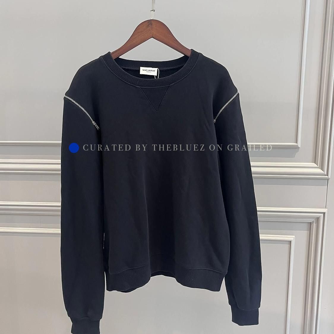 Saint Laurent Paris Zipper Detail Black Sweatshirt in Size S Size US S / EU 44-46 / 1 - 1 Thumbnail