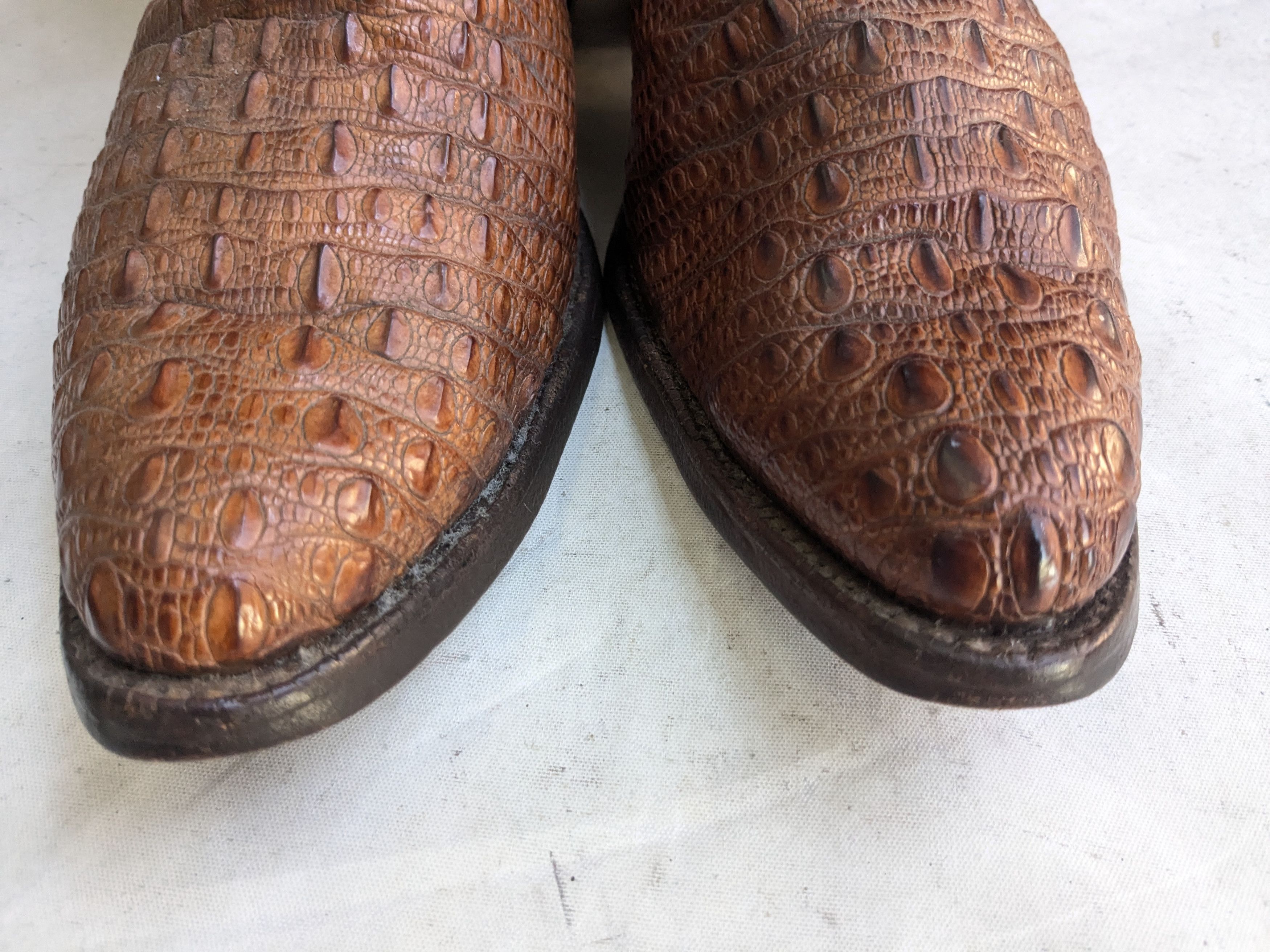 Justin Boots Justin Cowboy Boots Brown 12 B Hornback Lizard Leather Size US 12 / EU 45 - 2 Thumbnail