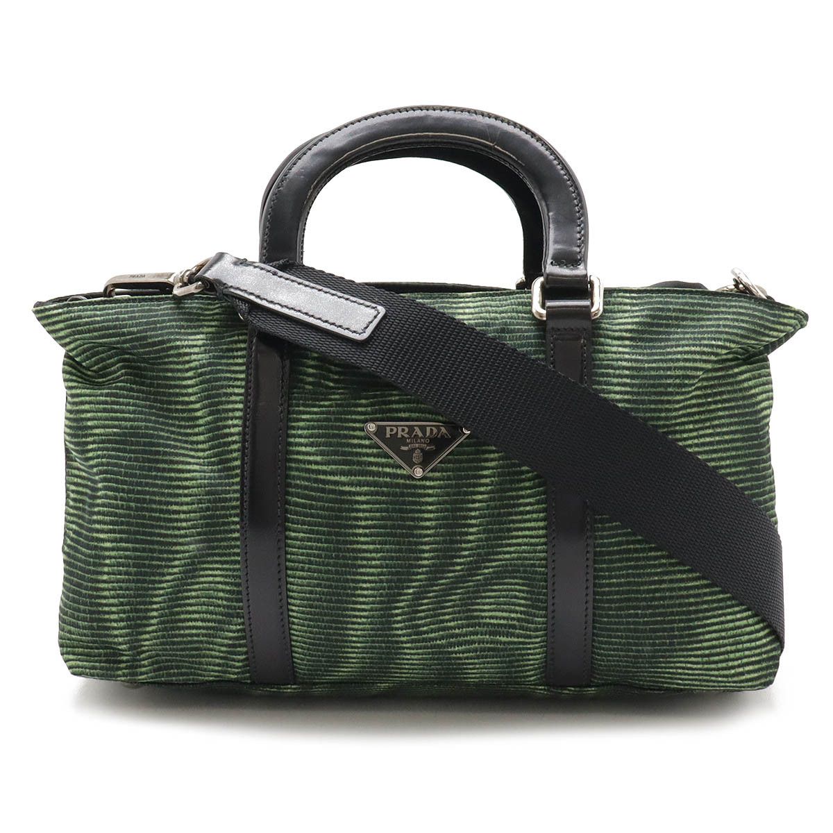 Prada Prada Nylon/leather Bn1052 2Way Handbag Leather Shoulder Bag Bn1052 in Green, Women's