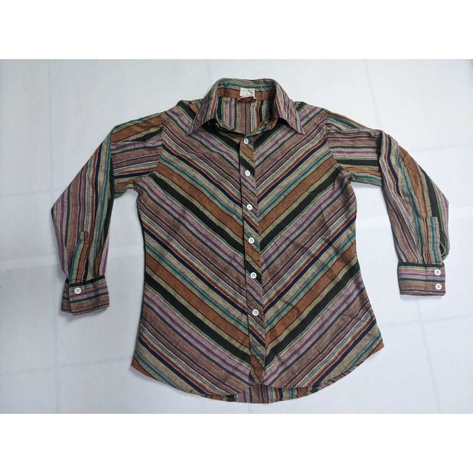 Other Vtg 60s 70s Funky Multicolor Stripes Button Down Shirt Size L / US 10 / IT 46 - 1 Thumbnail