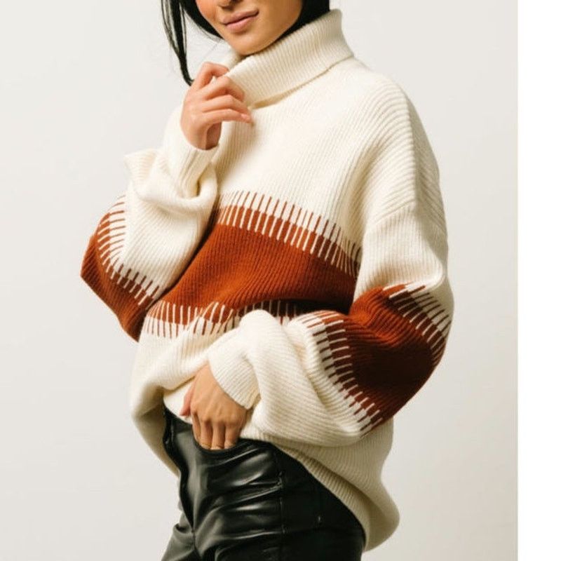Other EUC Colorblock Cozy Turtle Neck Knit Sweater Sz. 1XL Size XL / US 12-14 / IT 48-50 - 2 Thumbnail