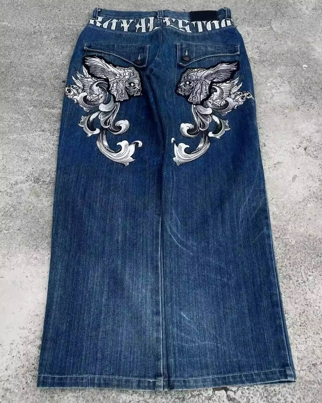 Vintage American big jeans with retro embroidery. Size US 36 / EU 52 - 1 Thumbnail