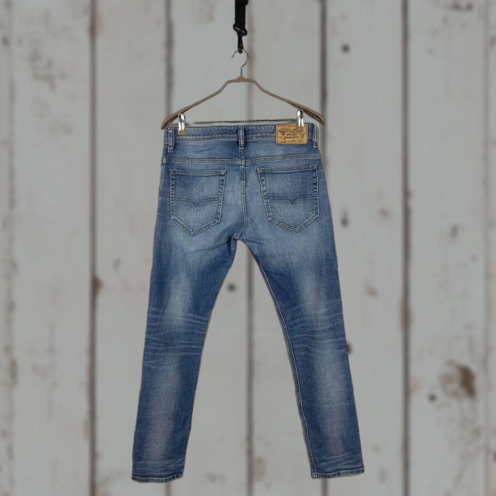 Diesel Diesel Industry Jeans Mens Regular 32 Blue Denim Distressed 5-Pocket Button Zip Skinny) Size US 31 - 1 Thumbnail