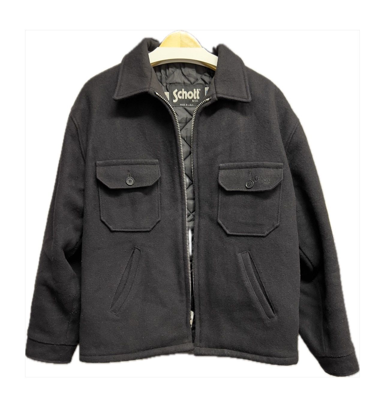 Designer × Schott Vintage schott nyc jacket wool black pockets made in usa Size US L / EU 52-54 / 3 - 1 Thumbnail