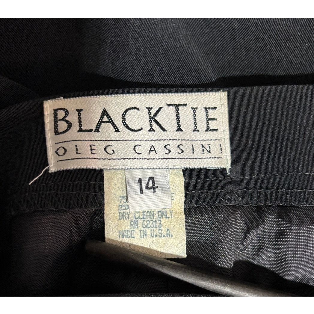 Oleg Cassini OLEG CASSINI Black Maxi Pencil Skirt w/ High Slit | Size 14 Size 36" / US 14 / IT 50 - 7 Thumbnail