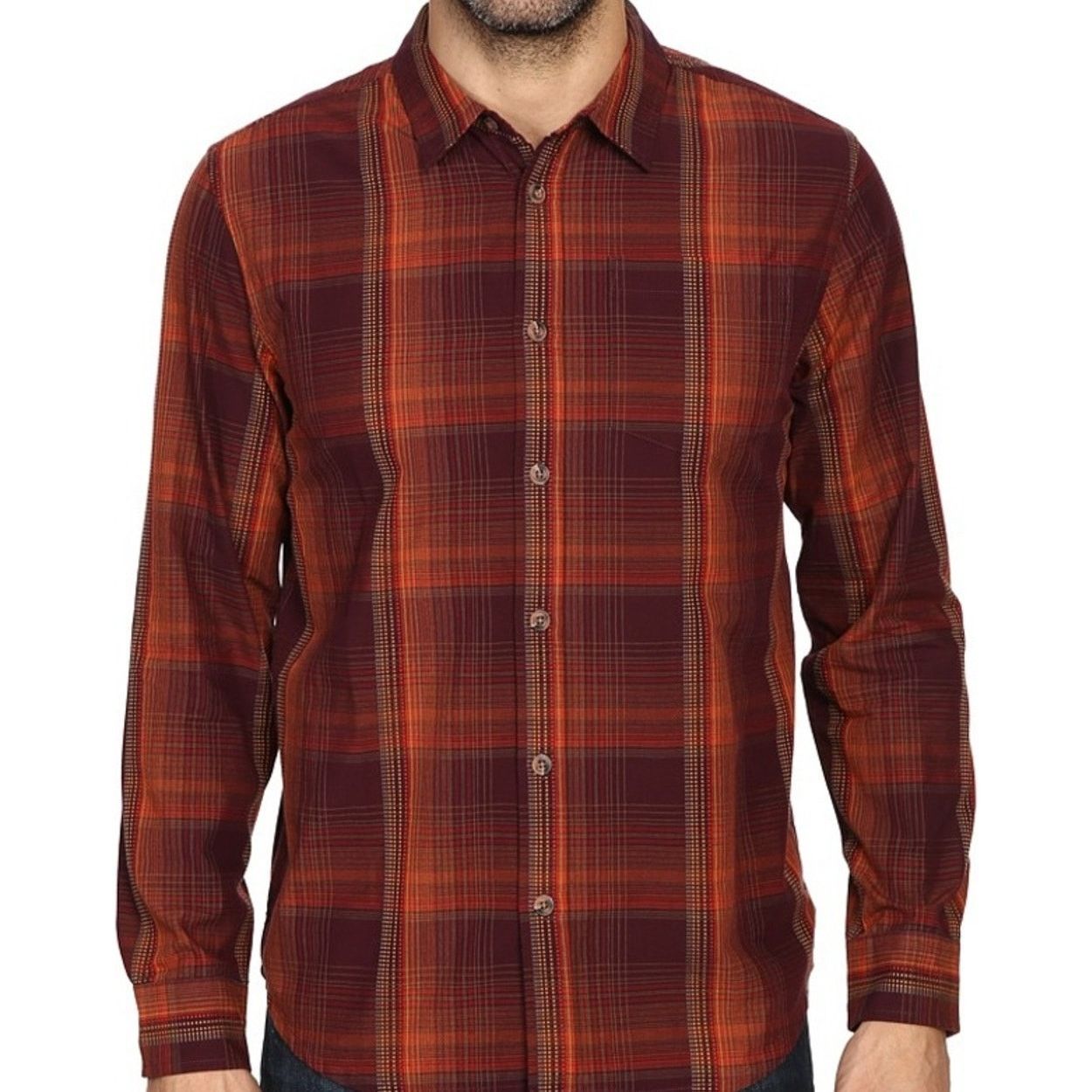 Prana prAna Rennin Button Down Organic Cotton Dobby Stripe Pockets Size US S / EU 44-46 / 1 - 1 Thumbnail