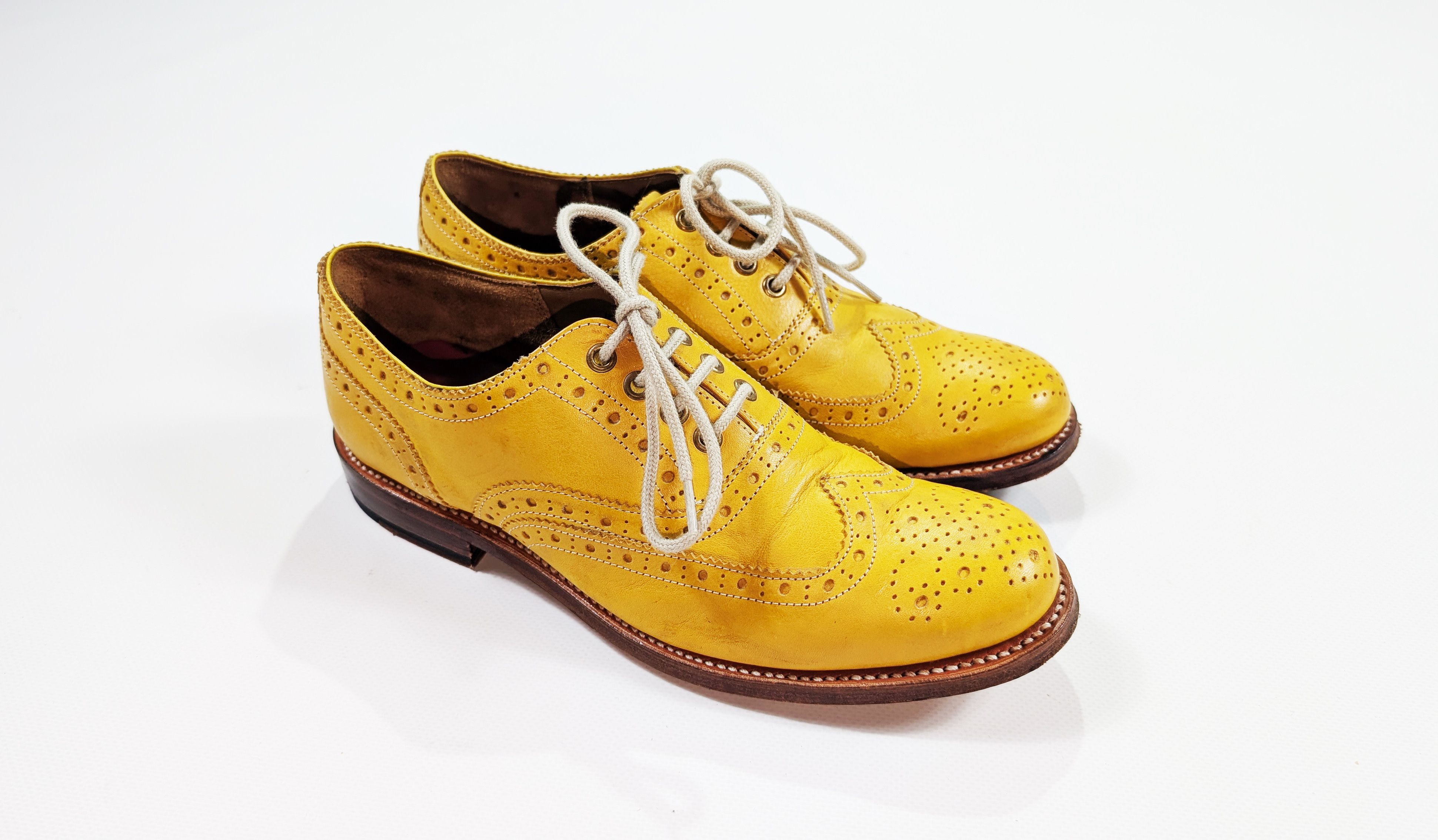 Grenson Grenson England Yellow Leather Lace Up Brogues Size UK5 Size US 7.5 / IT 37.5 - 3 Thumbnail