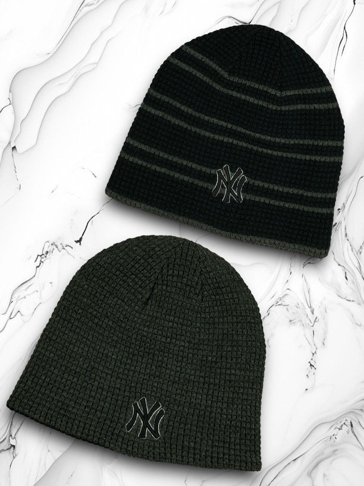New York Yankees Vintage 00s NY Yankees Double Sided Waffle Beanie Hat Y2K OG Size ONE SIZE - 1 Thumbnail