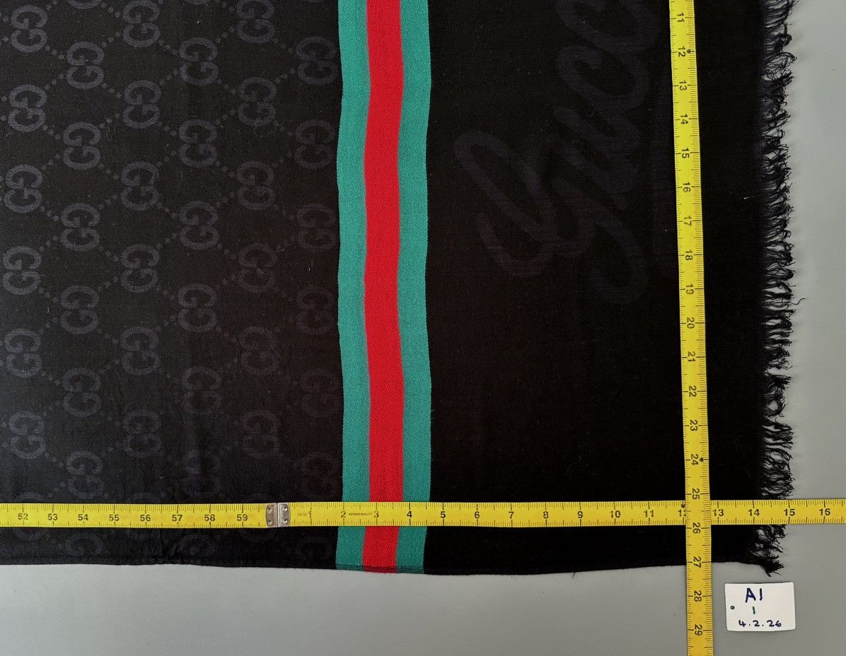 Gucci Gucci Cashmere Silk GG Jacquard Monogram Fringed Scarf Size ONE SIZE - 13 Thumbnail