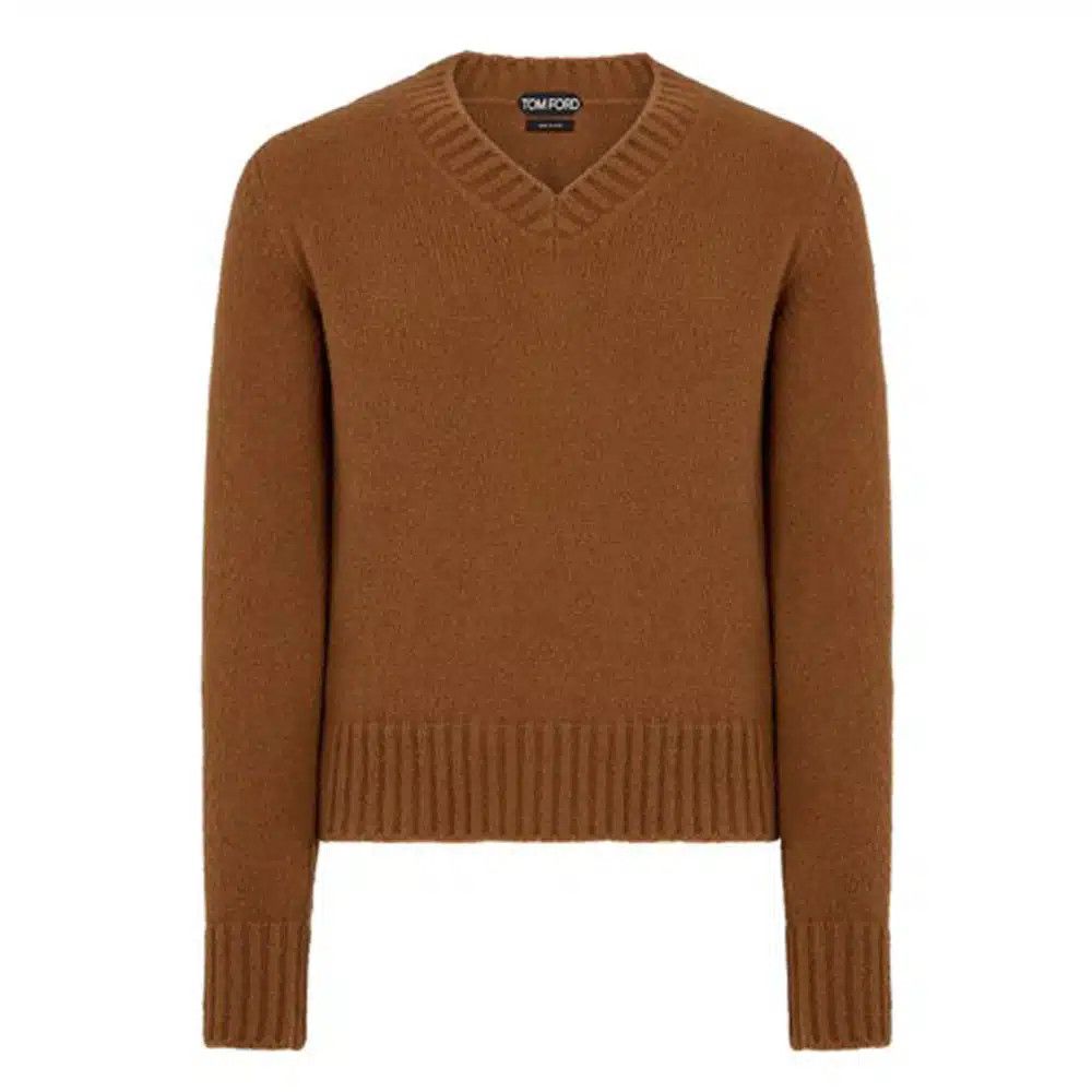 Tom Ford o1loc1c1024 KVL008 V-Neck Knitted Sweater in Brown Size US M / EU 48-50 / 2 - 1 Preview