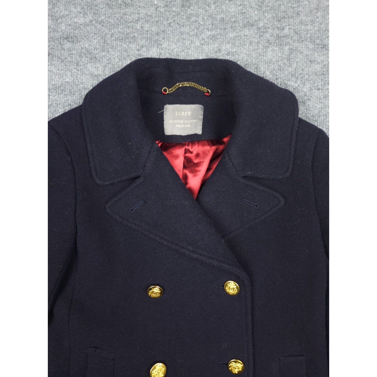 J.Crew J.CREW Stadium Cloth Pea Coat Womens 4 Navy Wool Double Breasted Size S / US 4 / IT 40 - 4 Thumbnail