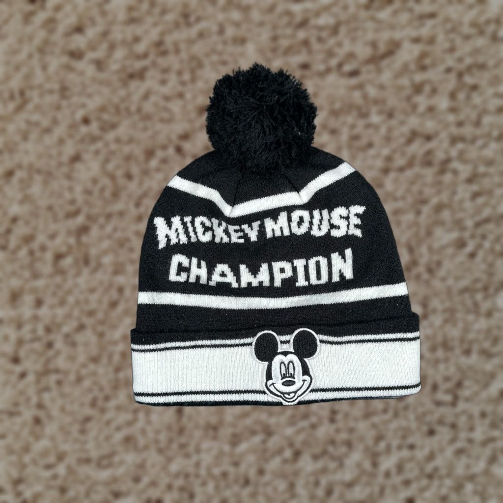 Disney VINTAGE: Disney x Neff Mickey Mouse Champion Beanie Toque Adult OneSize Black Acrylic Pom Size ONE SIZE - 1 Thumbnail
