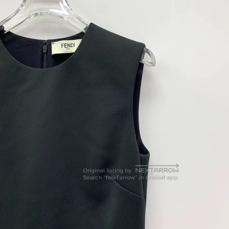 Fendi Fendi Black Slit Hem Silk Round Neck Sleeveless Dress Size XS / US 0-2 / IT 36-38 - 3 Thumbnail