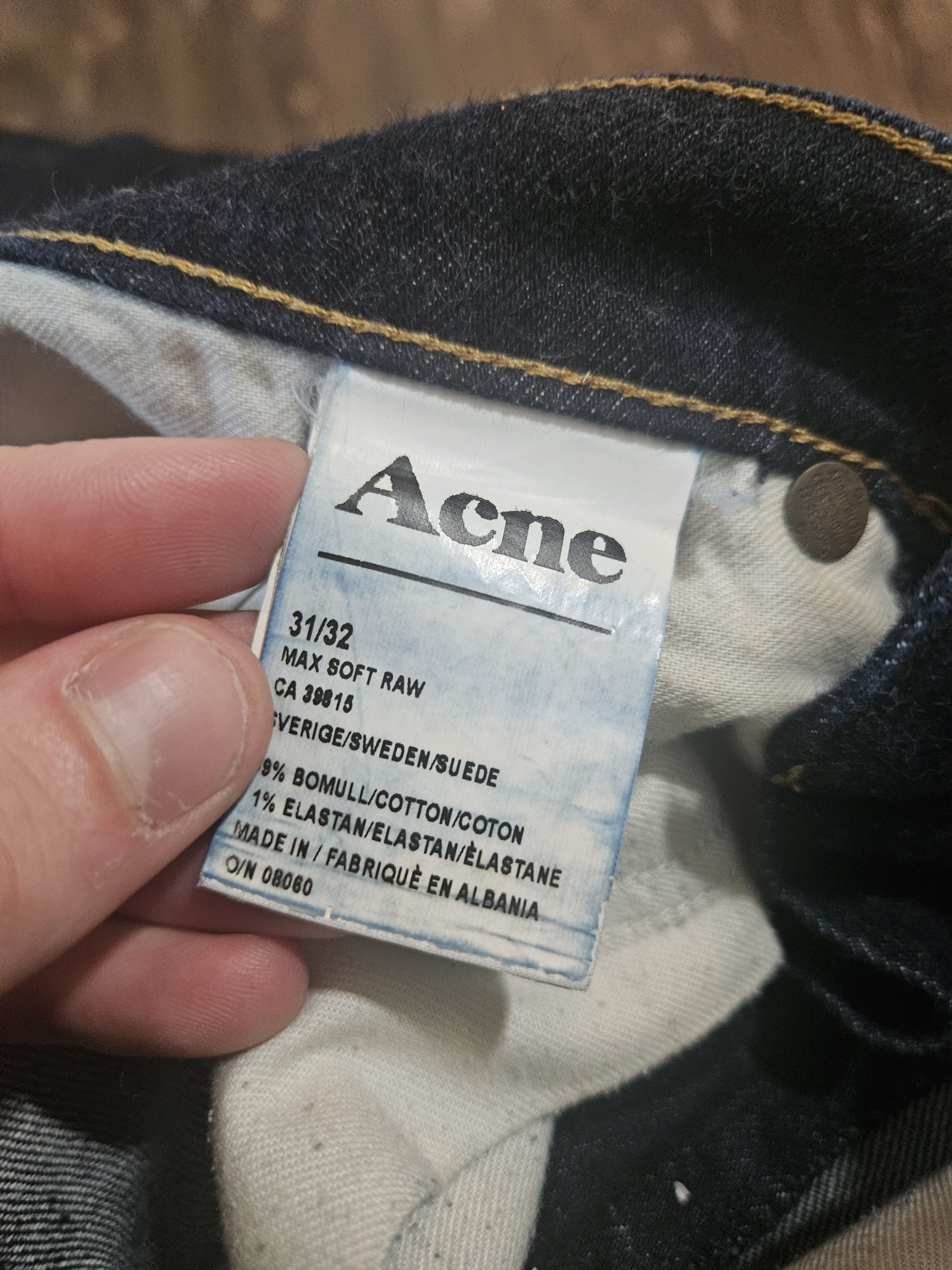 Acne Studios Max Soft Raw Leather Back Patch Blue Denim Jeans Size US 31 - 8 Thumbnail