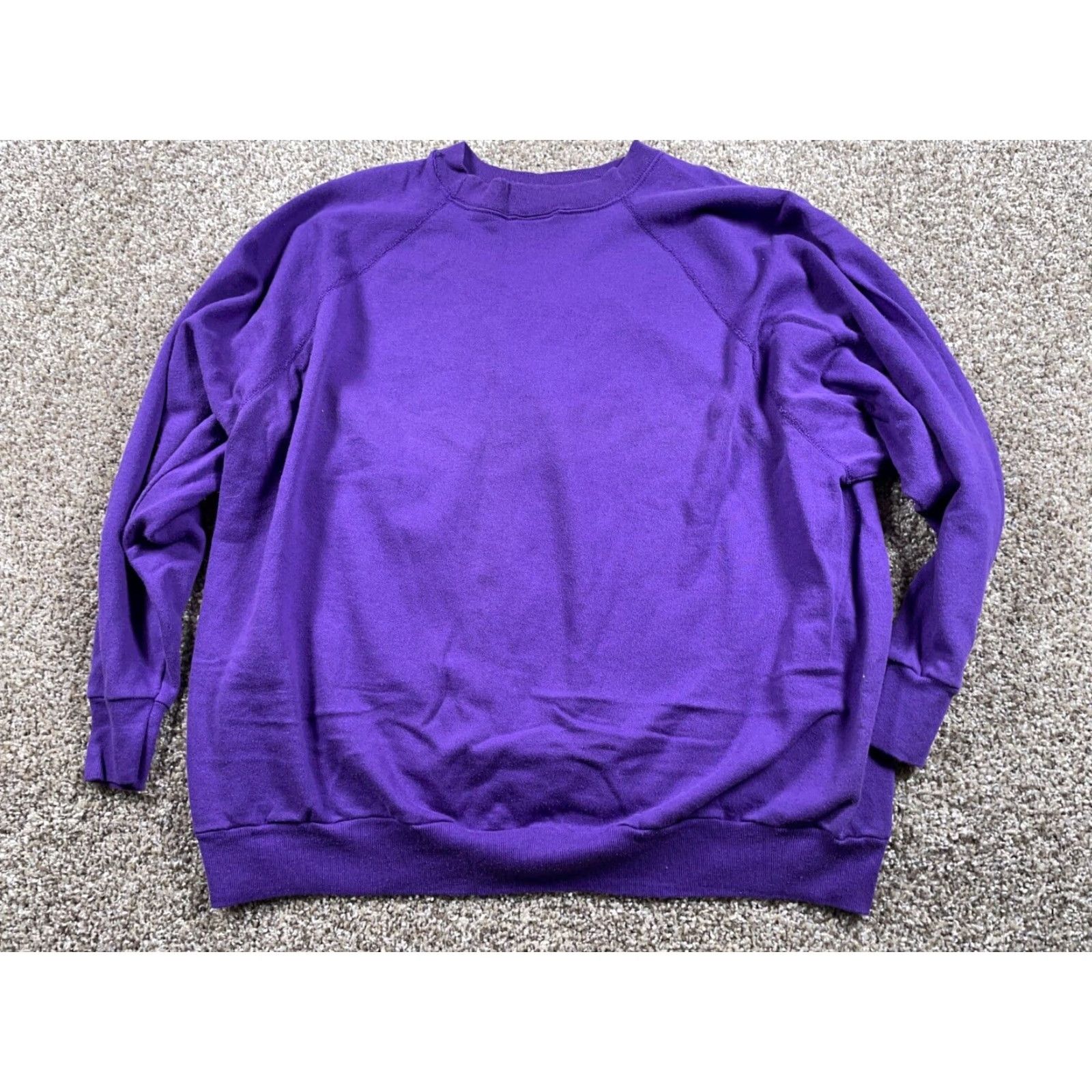 McGregor VINTAGE MacGregor Sweatshirt 90s Women's 3XL Purple Raglan Crew Neck Solid Fleece Pullover Size XXL / US 16-18 / IT 52-54 - 3 Thumbnail