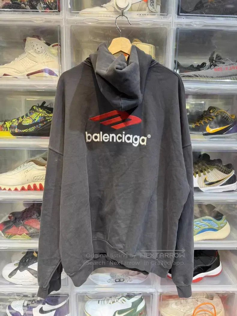 Balenciaga Balenciaga Letter Long Sleeve Hoodie Black Gray Size US XL / EU 56 / 4 - 2 Thumbnail