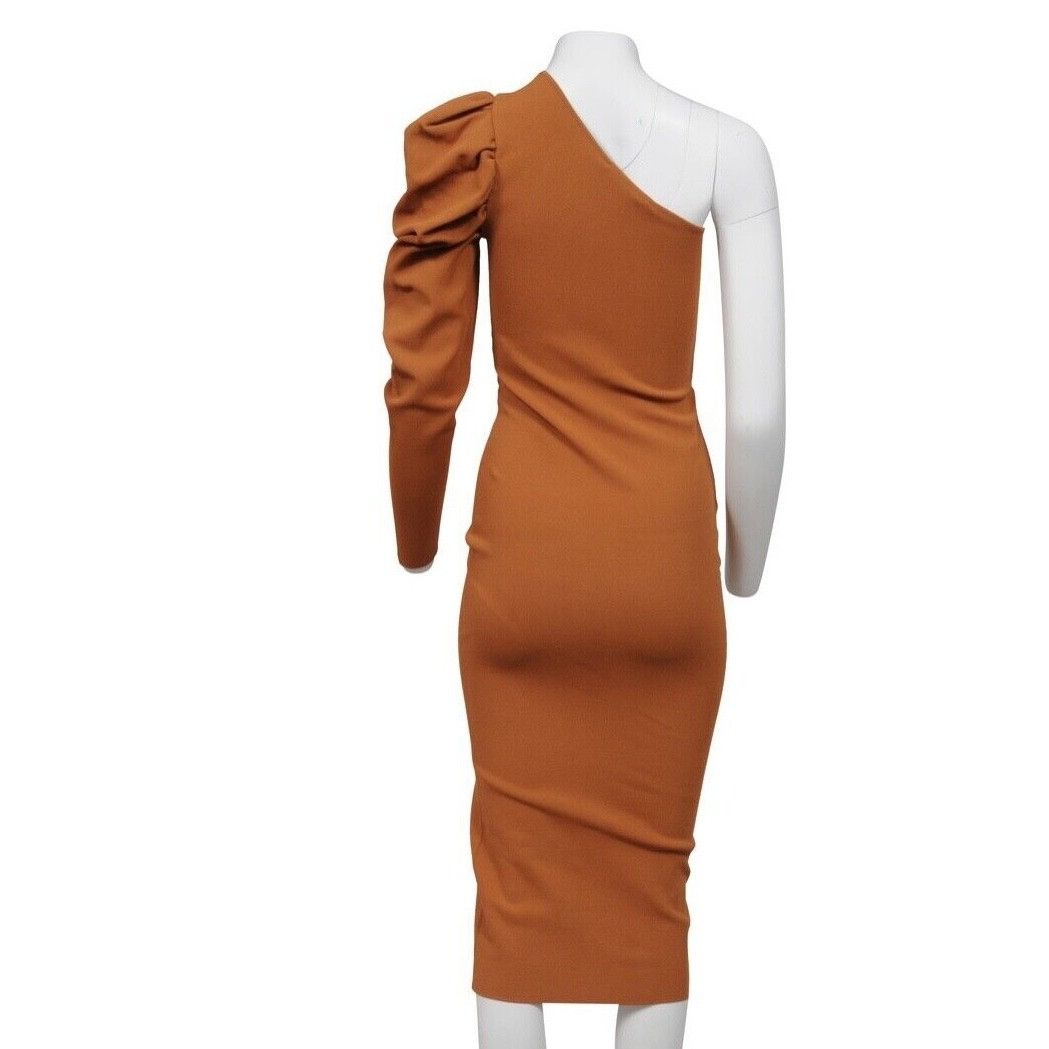 Stella McCartney Ruched Shoulder Midi Dress Size 42 Brown Size M / US 6-8 / IT 42-44 - 2 Thumbnail