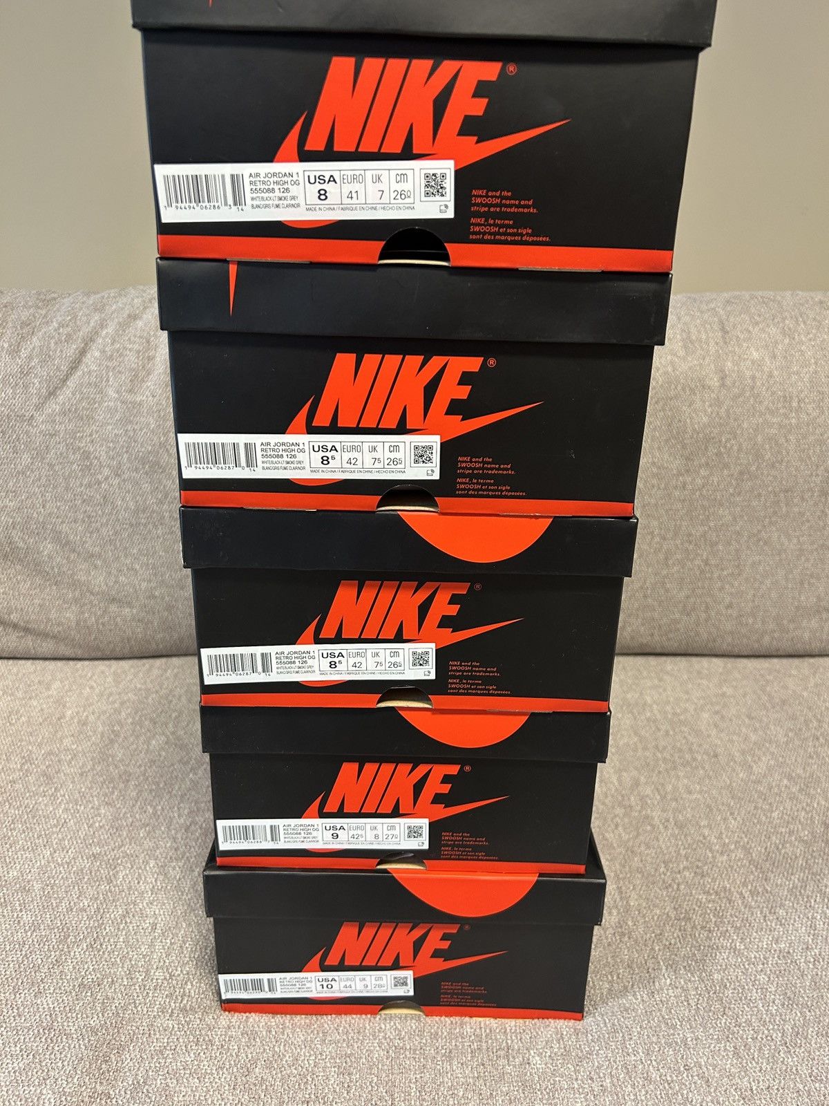 Jordan Brand × Nike Jordan 1 High Light Smoke Gray Size US 10 / EU 43 - 16 Thumbnail