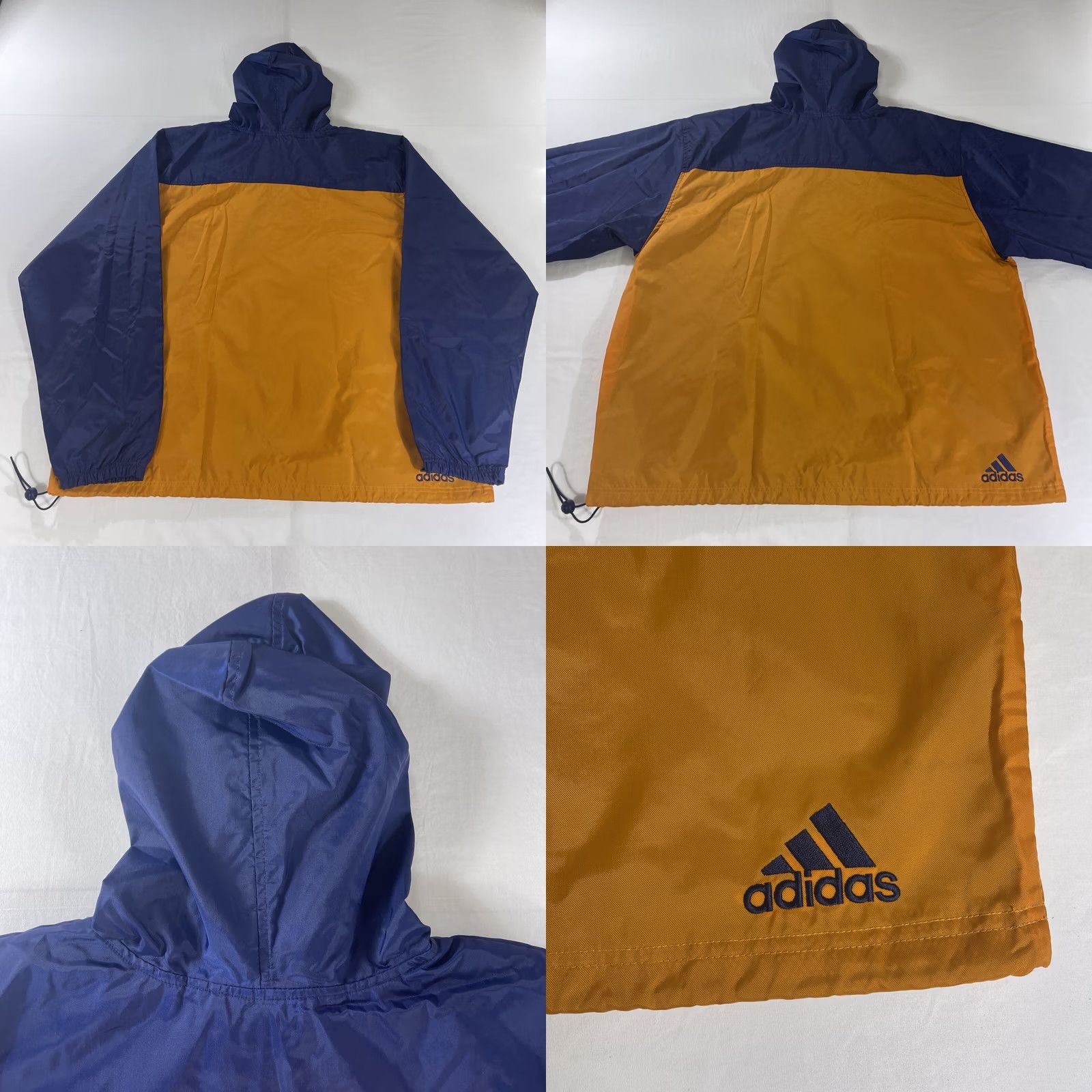 Adidas VINTAGE Adidas Windbreaker Jacket Hoodie 2XL 1/4 Zip Orange Blue 2 Tone Mens Jacket Size US XXL / EU 58 / 5 - 11 Thumbnail