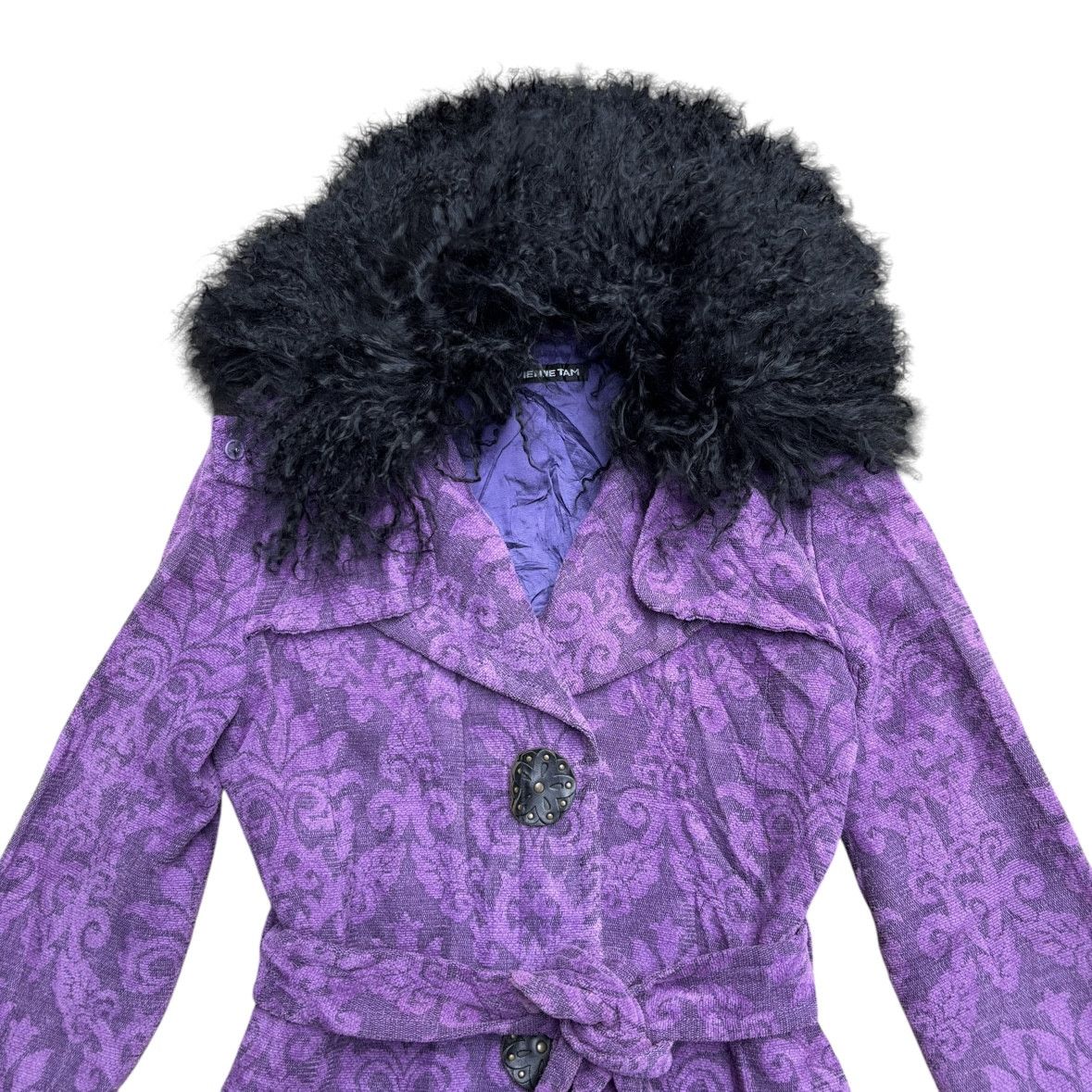 Vivienne Tam Vivienne Tam Velvet Embossed Coat With Removeable Fur Size S / US 4 / IT 40 - 3 Thumbnail