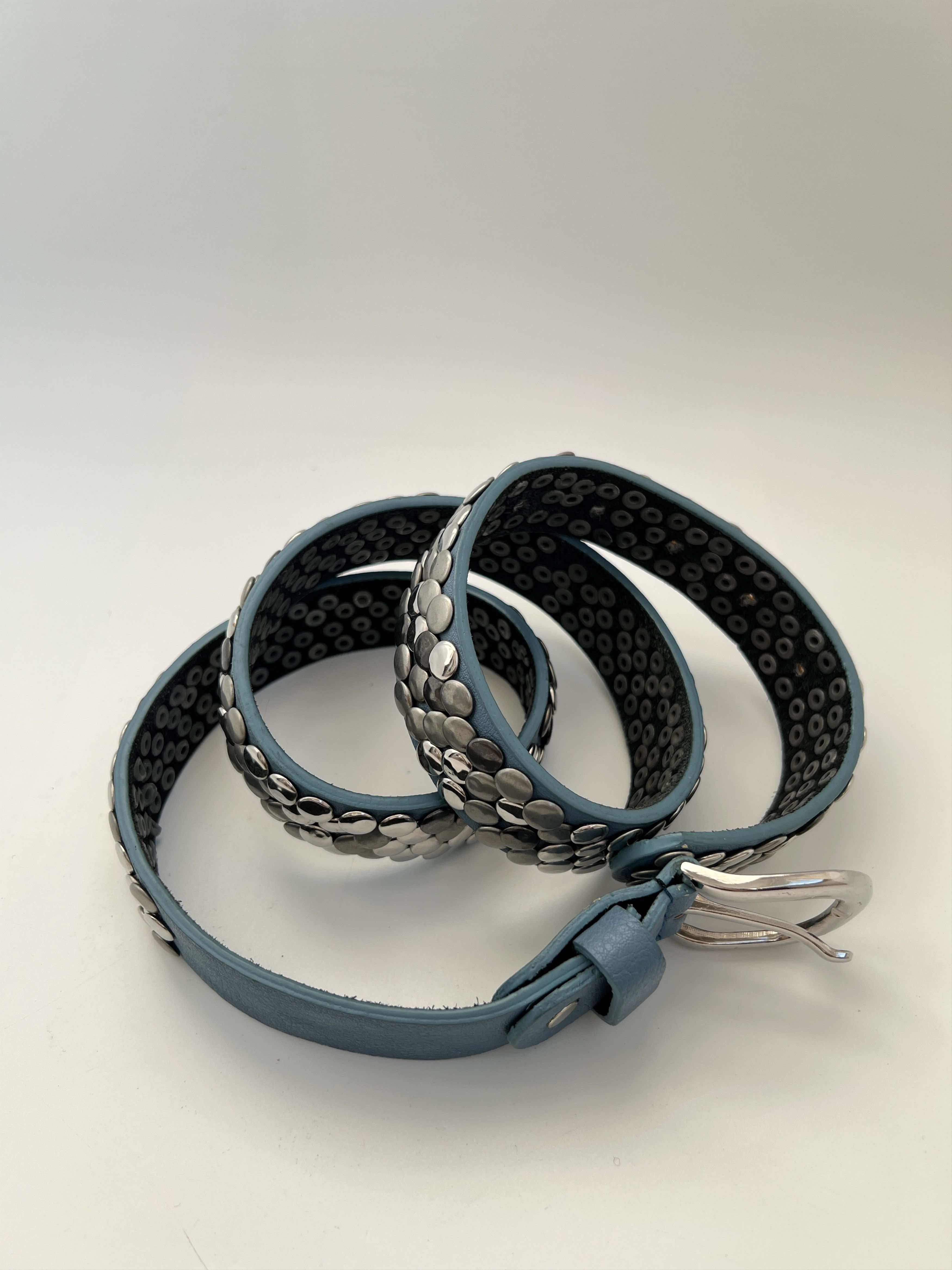 Vintage BB Style Rhinestones Blue Punk Style Belt Blue Size ONE SIZE - 9 Thumbnail