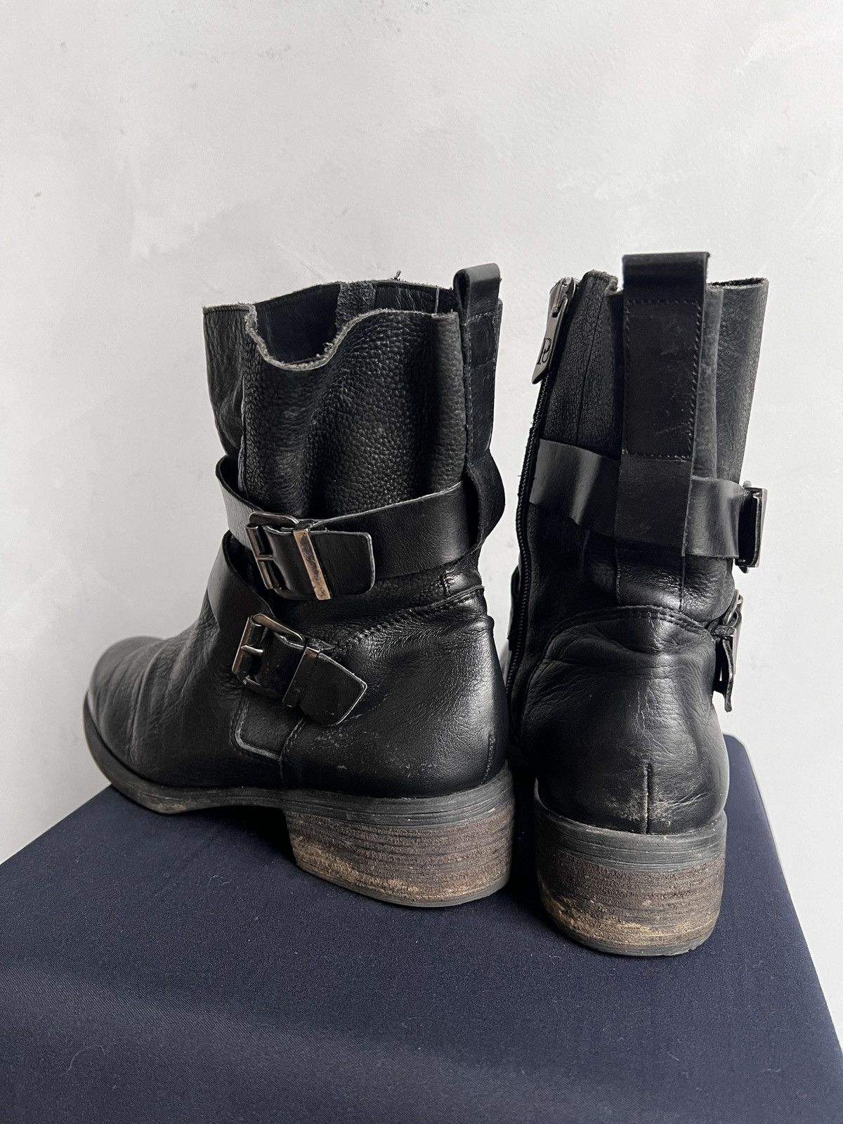 Hedi Slimane Undercover style leather belted avant garde boots hype Size US 7.5 / EU 40-41 - 8 Thumbnail