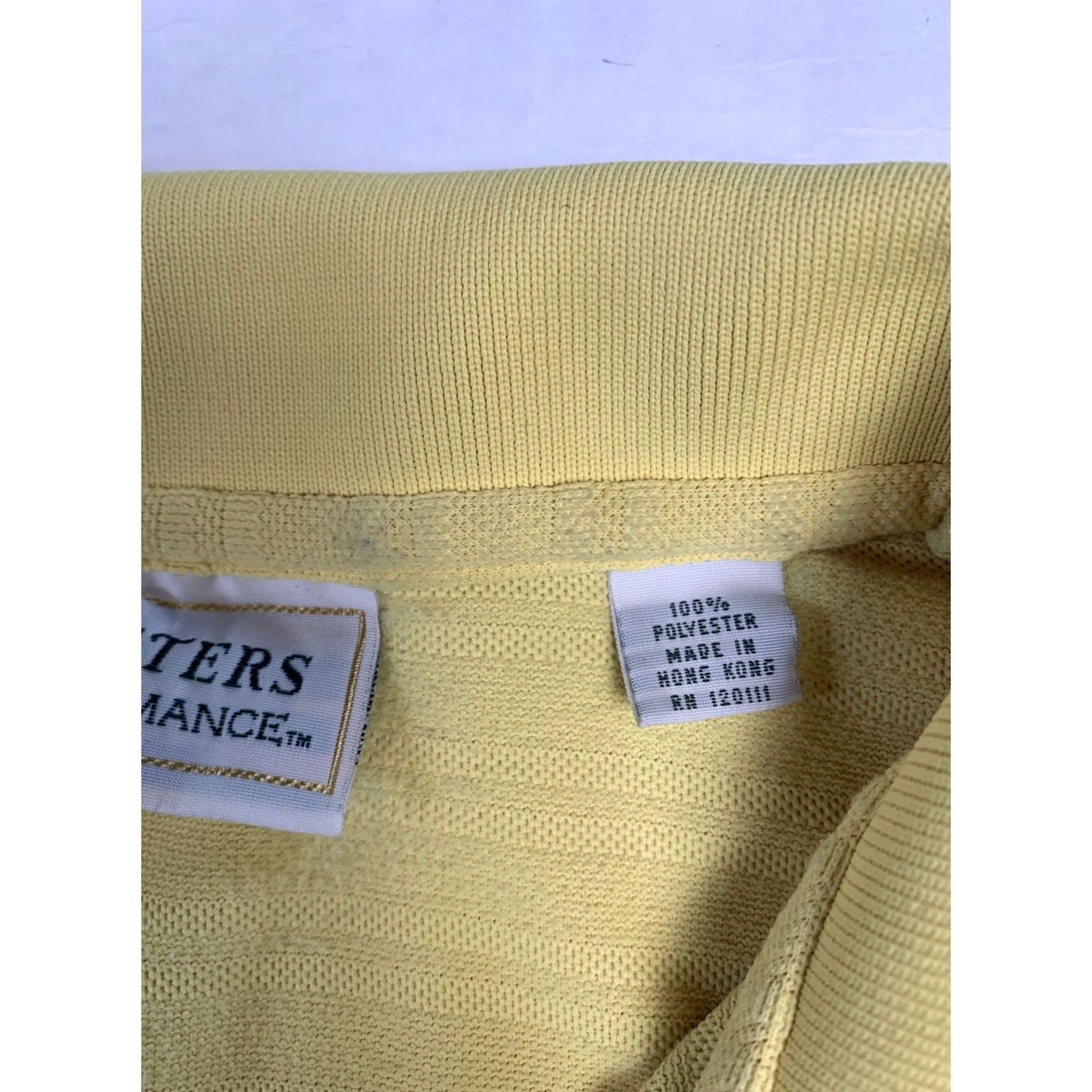 Vintage VINTAGE Masters Performance Shirt Mens L Yellow Textured Polo Golf Shirt Size US L / EU 52-54 / 3 - 4 Thumbnail