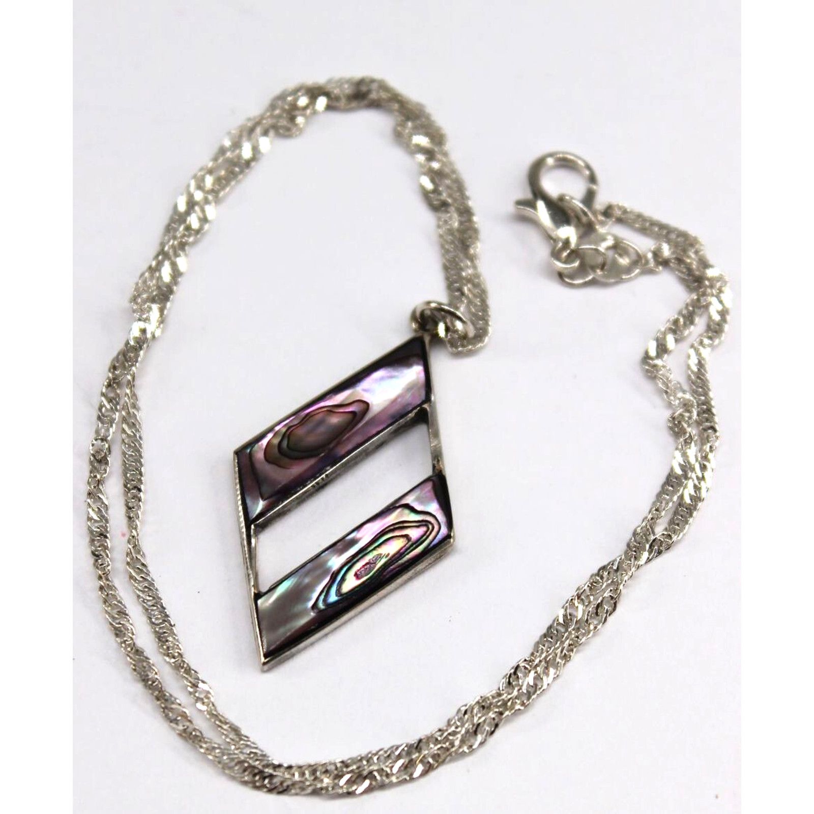 Other Vintage Alpaca Mexico Pendant Necklace • Iridescent Abalone Size ONE SIZE - 1 Thumbnail