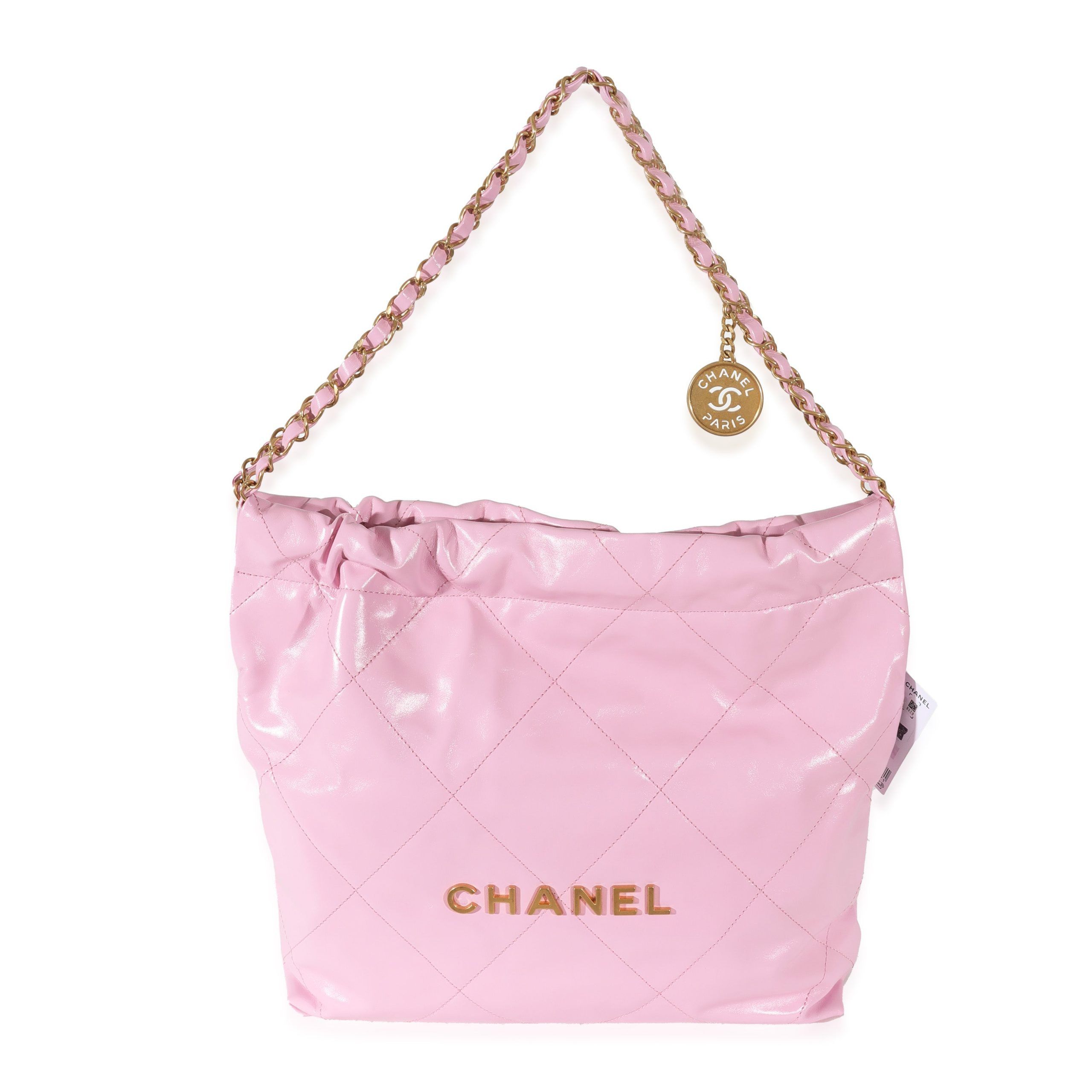 image of Chanel 23P Lilac Calfskin Small 22 Hobo in Pink, Women's