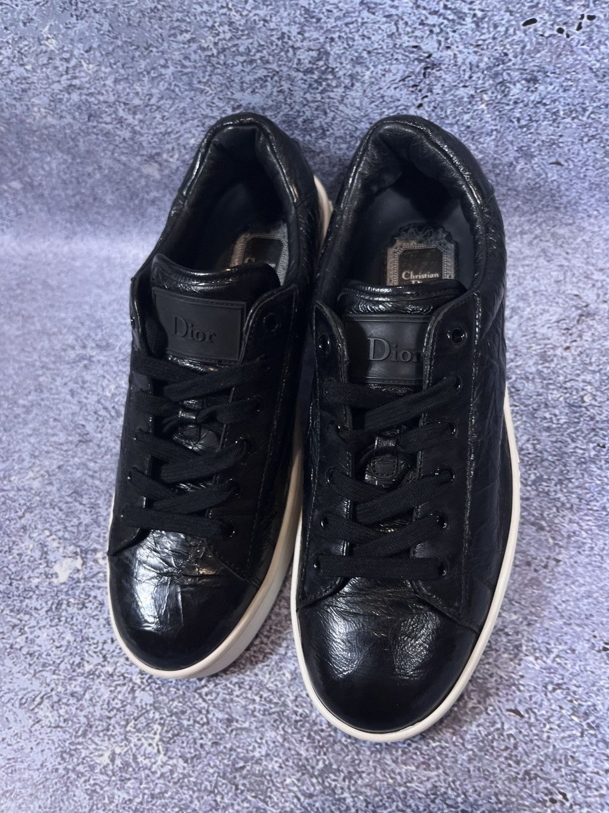 Dior New Dior Black Crinkled Patent Leather Move shoes trainers Size US 8.5 / IT 38.5 - 14 Thumbnail