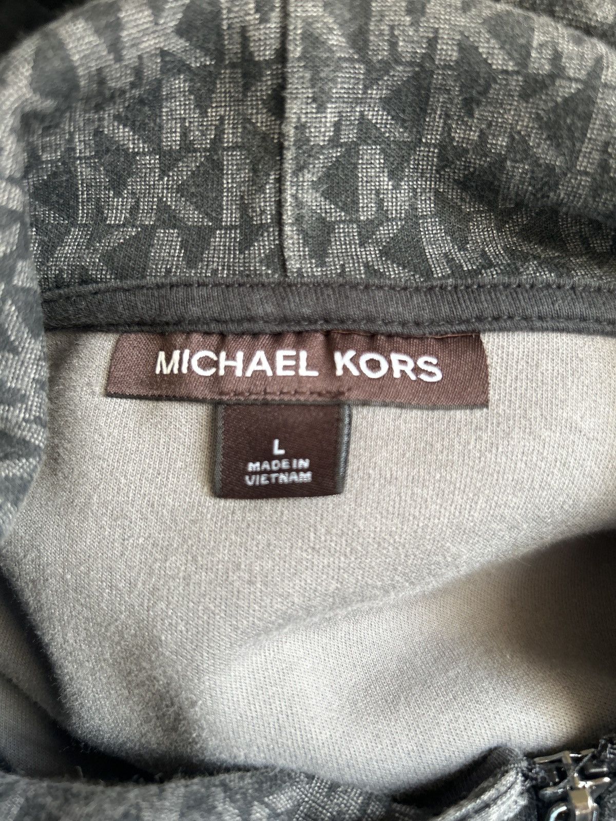 Michael Kors Michael Kors Black All Over Print Zip Up Hoodie Size US L / EU 52-54 / 3 - 3 Thumbnail