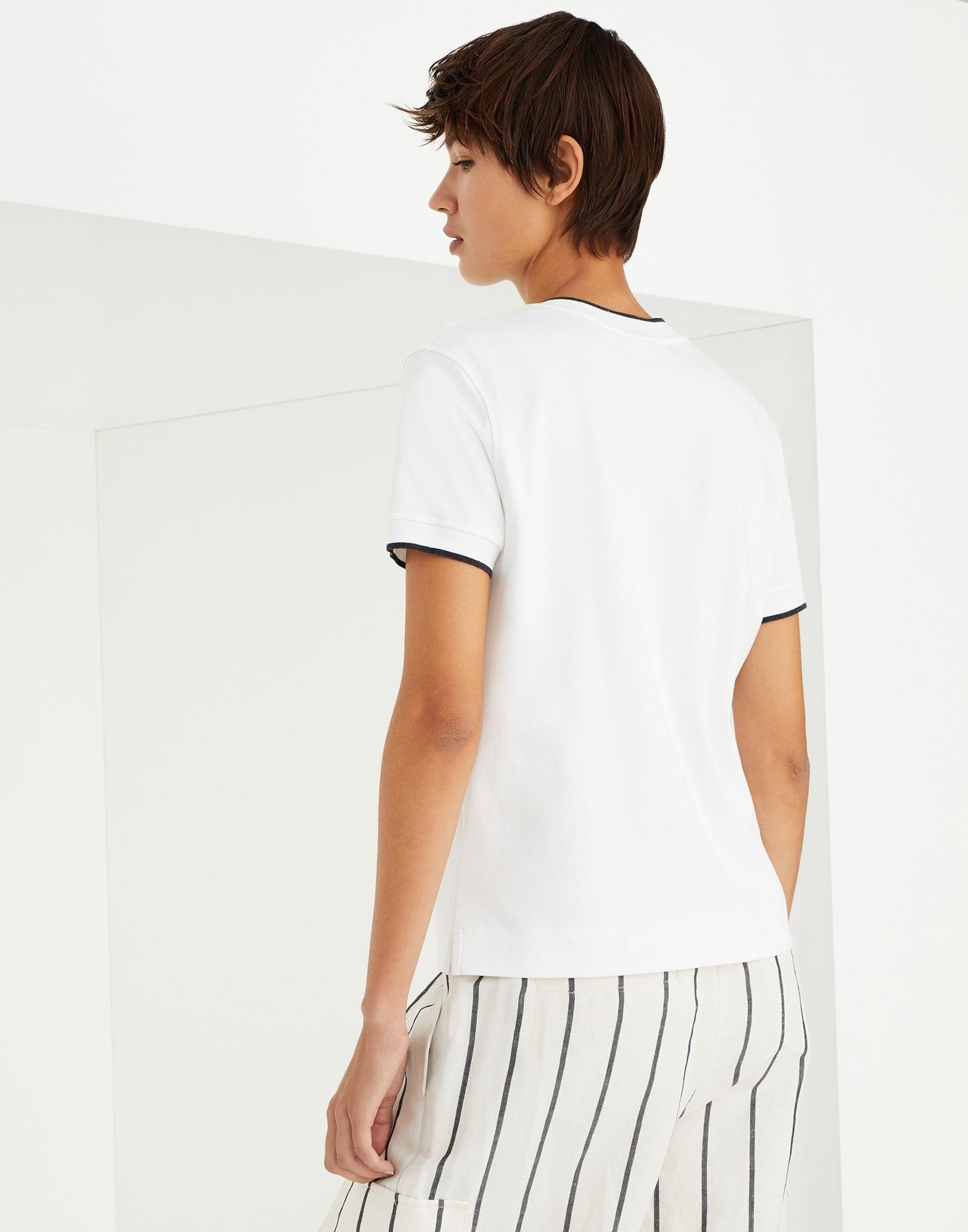Brunello Cucinelli o1y0825 Crewneck T-Shirt in White Size XL / US 12-14 / IT 48-50 - 4 Thumbnail