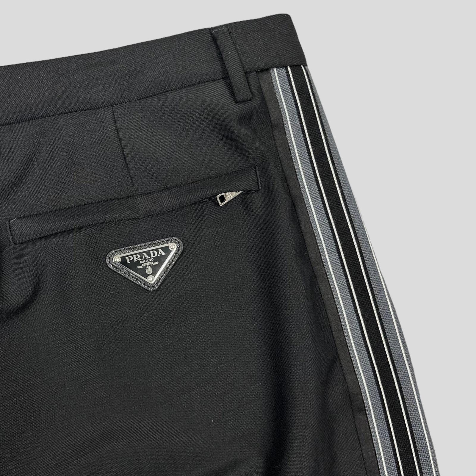 Prada Prada Milano 2022 Mohair & Wool Striped Logo Trousers IT50 L Size US 34 / EU 50 - 2 Thumbnail