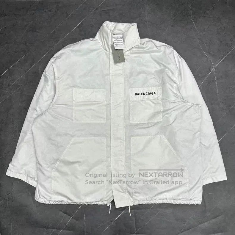 Balenciaga Balenciaga White Embroidered Logo Jacket. Size US L / EU 52-54 / 3 - 1 Thumbnail