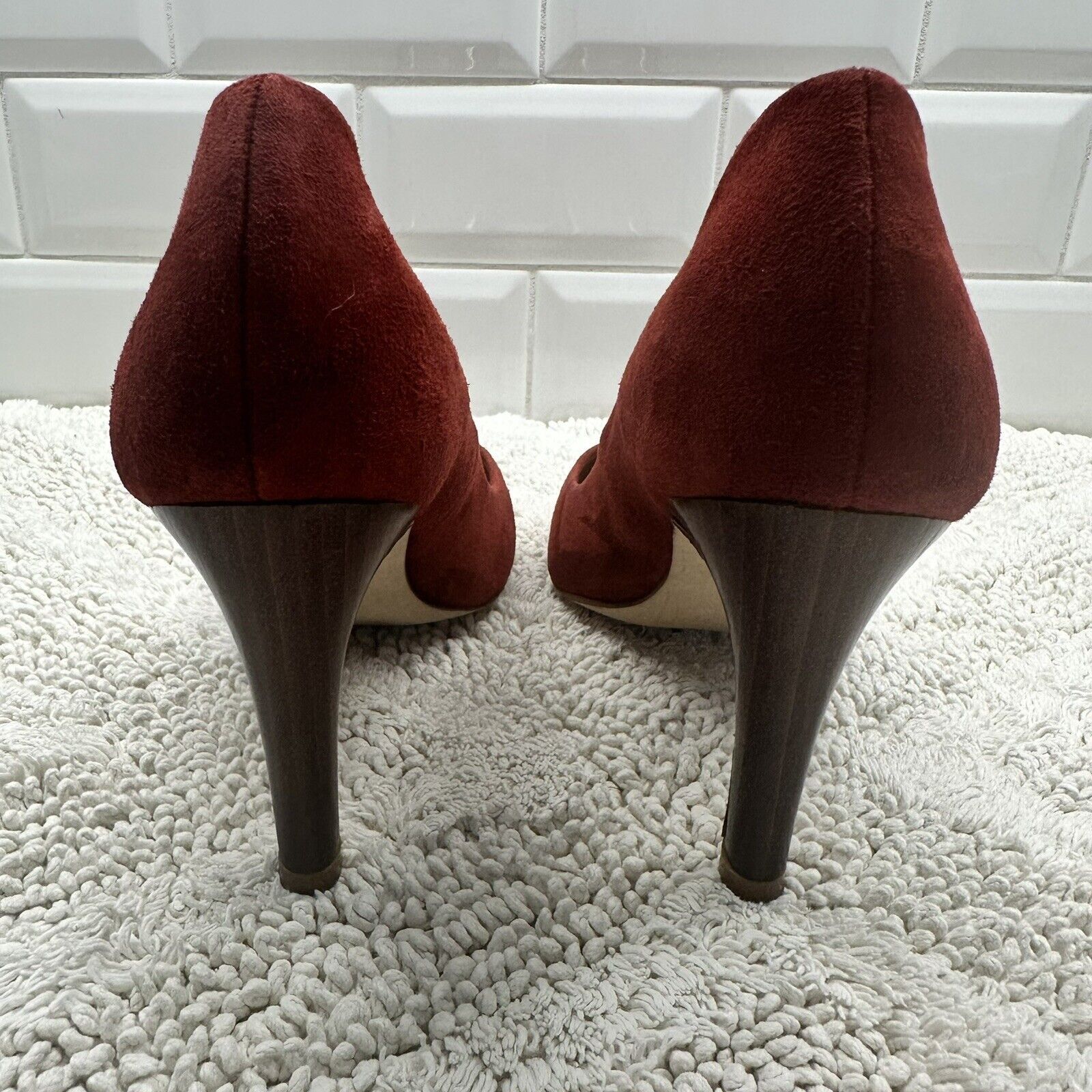 Other Round Toe Suede Pumps In Deep Terracotta 38 Made In Spain Size US 7.5 / IT 37.5 - 4 Thumbnail