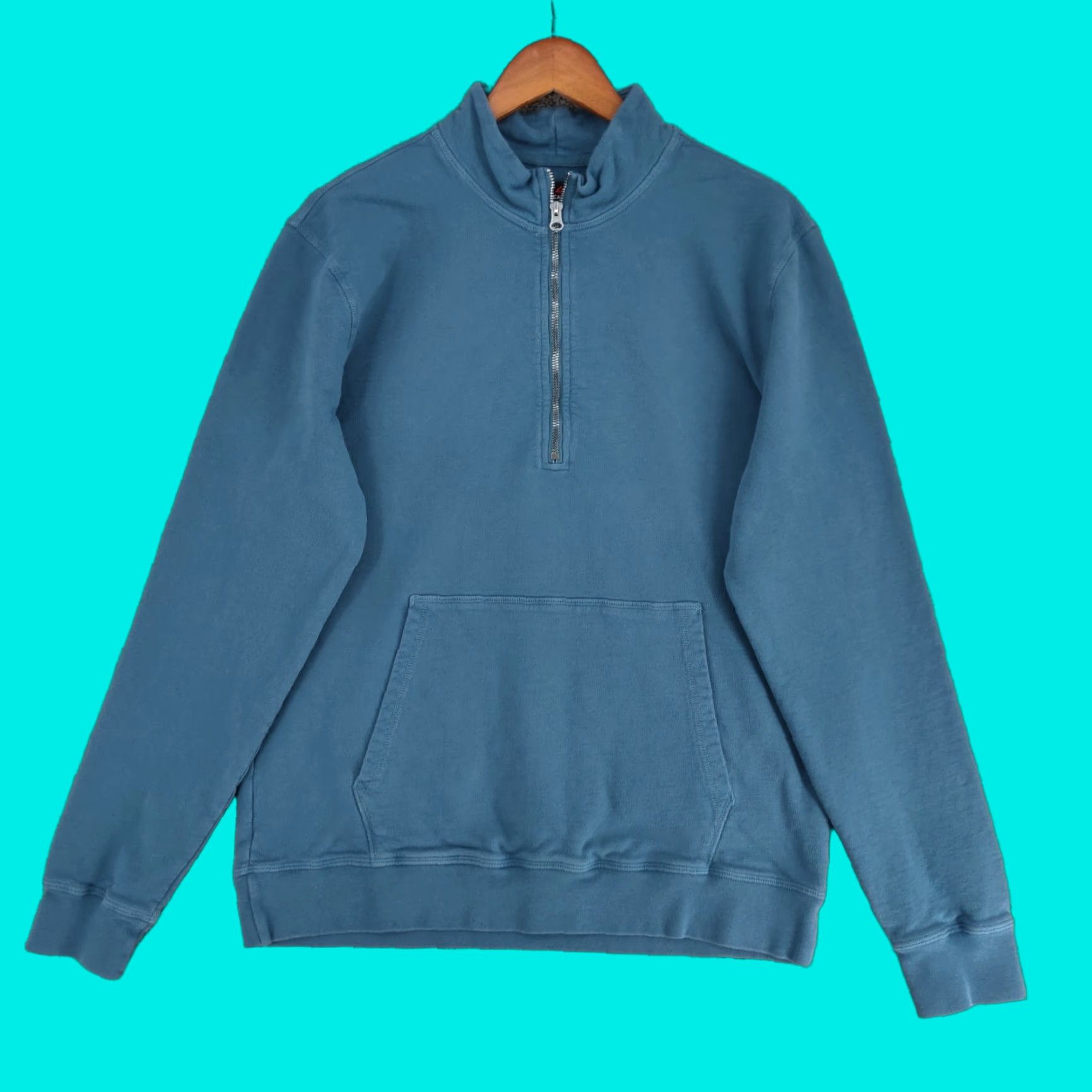 Vintage American Giant Sweater Mens Medium Blue Pullover Cotton Midweight Front Pocket Size US M / EU 48-50 / 2 - 1 Thumbnail