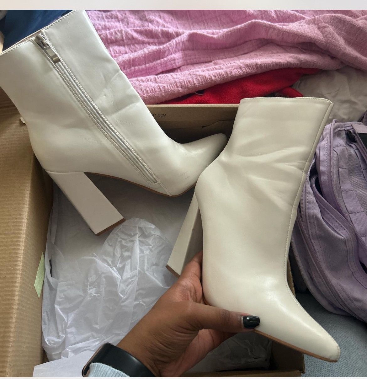 PrettyLittleThing White ankle boots with heel Size US 8 / IT 38 - 2 Thumbnail