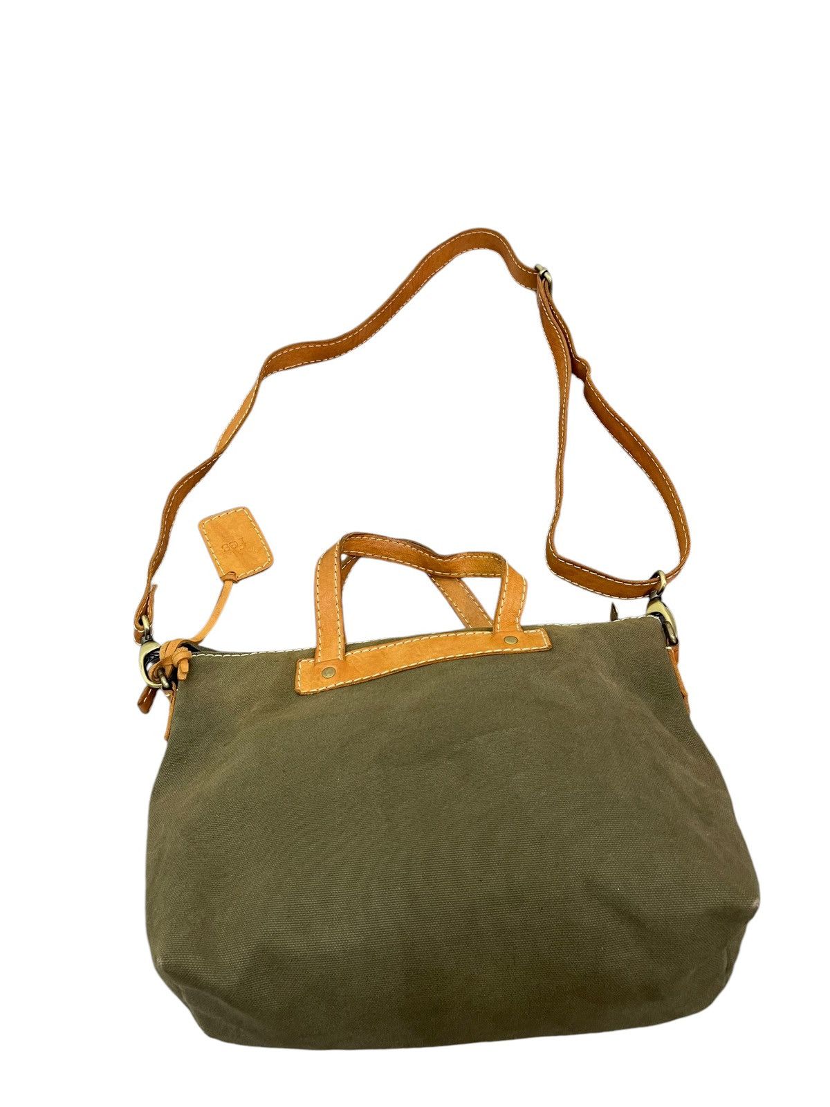 Japanese Brand Leather Cotton Canvas Fes Handmade Cross Body Bag 9🟩 Size ONE SIZE - 14 Thumbnail