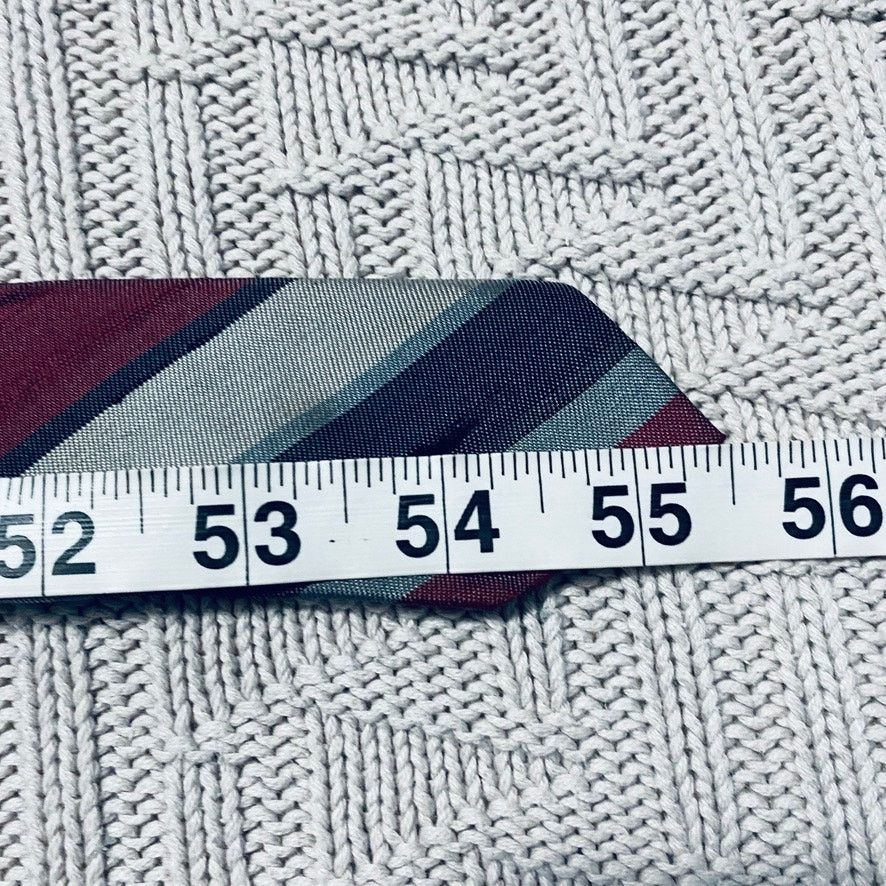 Vintage Vintage Ohrbach maroon and silver striped slim silk tie Size ONE SIZE - 4 Thumbnail