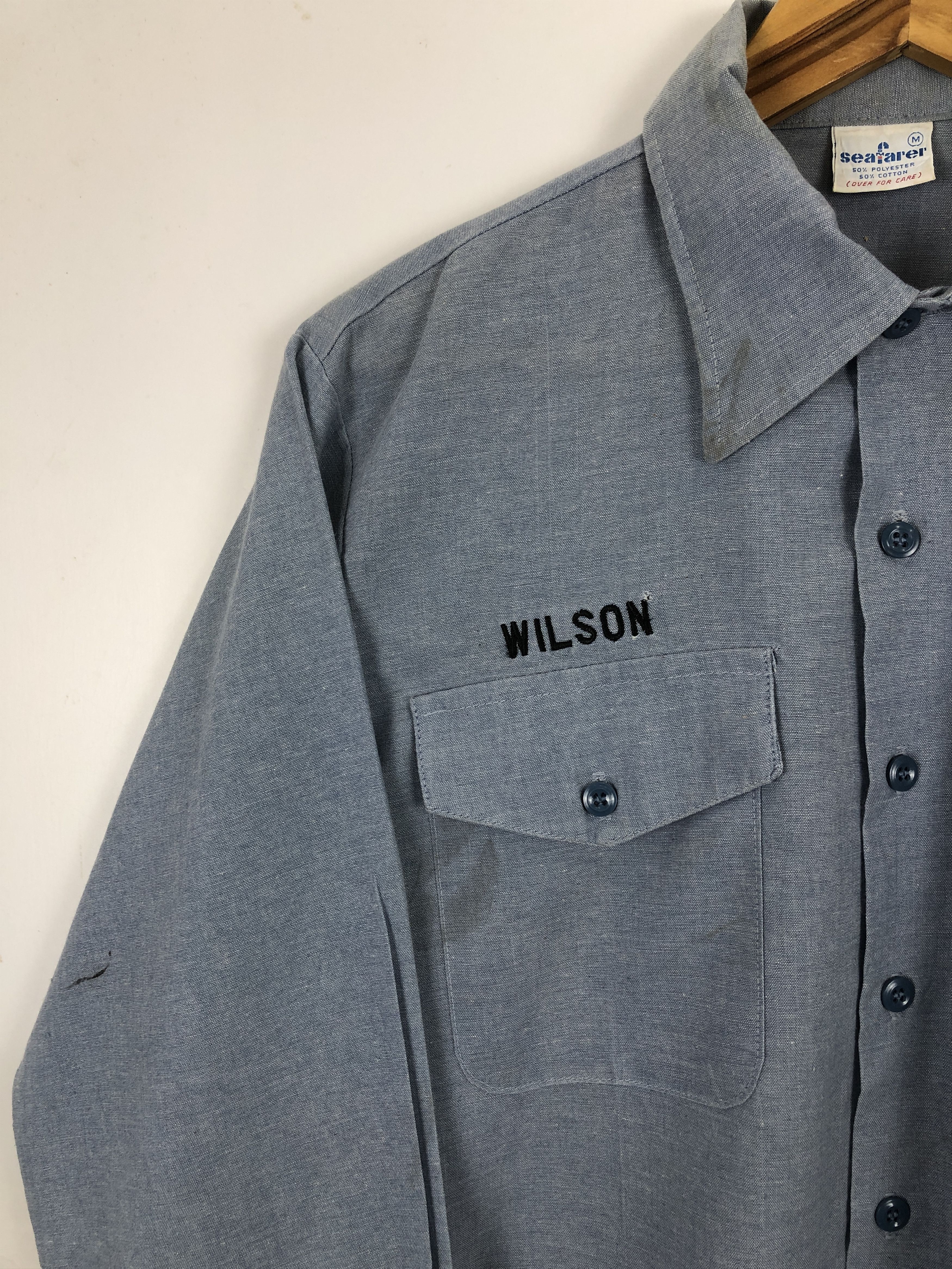 Vintage Vintage 70s Seafarer Navy Seal Chambray Western Shirt TA0458 Size US M / EU 48-50 / 2 - 8 Thumbnail