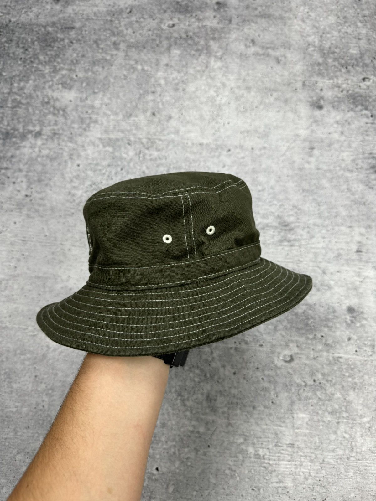 Kangol × Vintage Vintage 90’s Y2K Style Olive Logo Drill Warm Panama Hat S-M Size ONE SIZE - 4 Thumbnail