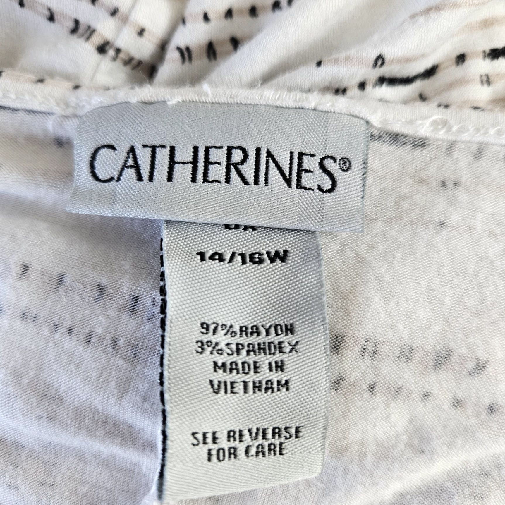 Vintage Catherines Womens Top 0X Blouse Shirt Striped Rayon Blend White Tan Size 0X Womens High-Quality Used Condition Size XL / US 12-14 / IT 48-50 - 5 Thumbnail