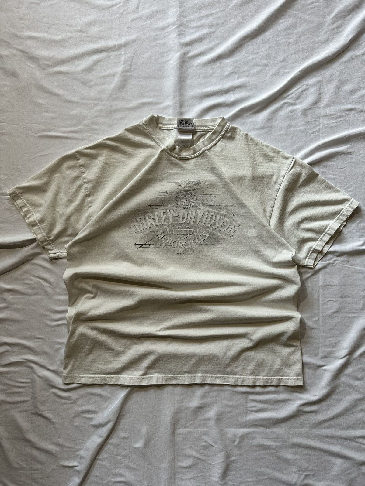 Harley Davidson Vintage Distressed White Harley Davidson Tee Size US XL / EU 56 / 4 - 1 Thumbnail