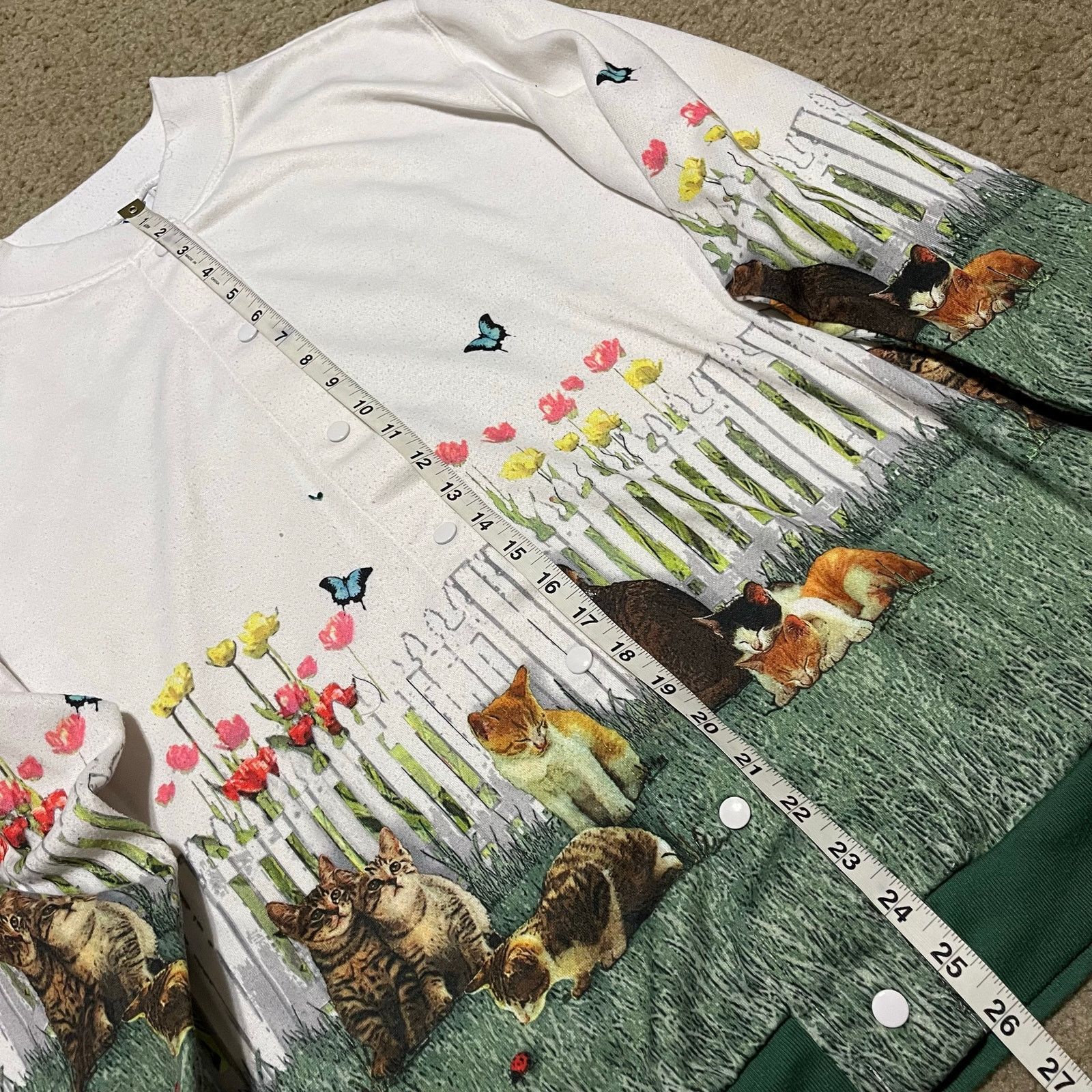 Other Blair Cat Garden Scene Button Cardigan Sweatshirt Medium Size M / US 6-8 / IT 42-44 - 4 Thumbnail