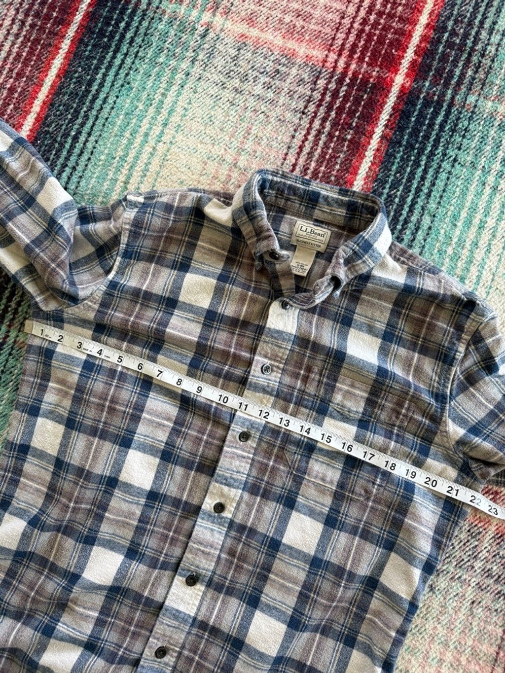 L.L. Bean L.L.Bean Plaid Casual Button Down Flannel Shirt M Blue White Size US M / EU 48-50 / 2 - 6 Thumbnail