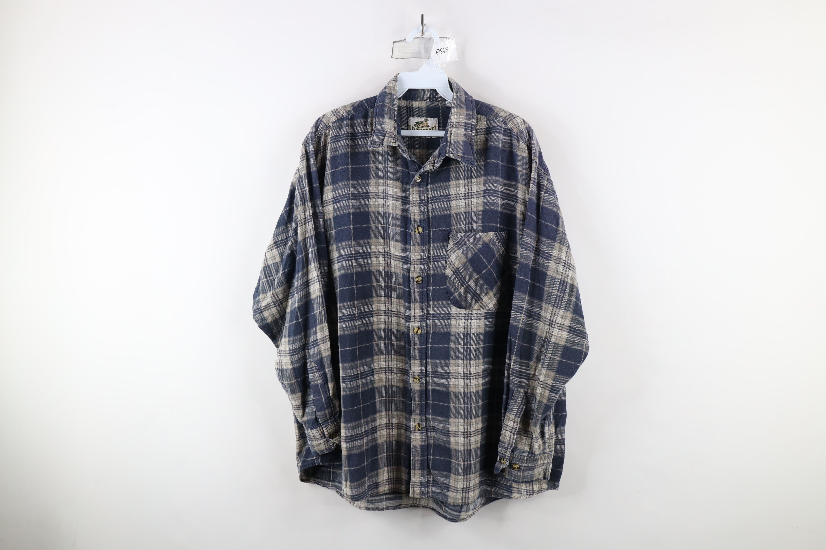 Vintage Vintage 90s Streetwear Collared Flannel Button Shirt Plaid Size US XL / EU 56 / 4 - 1 Thumbnail