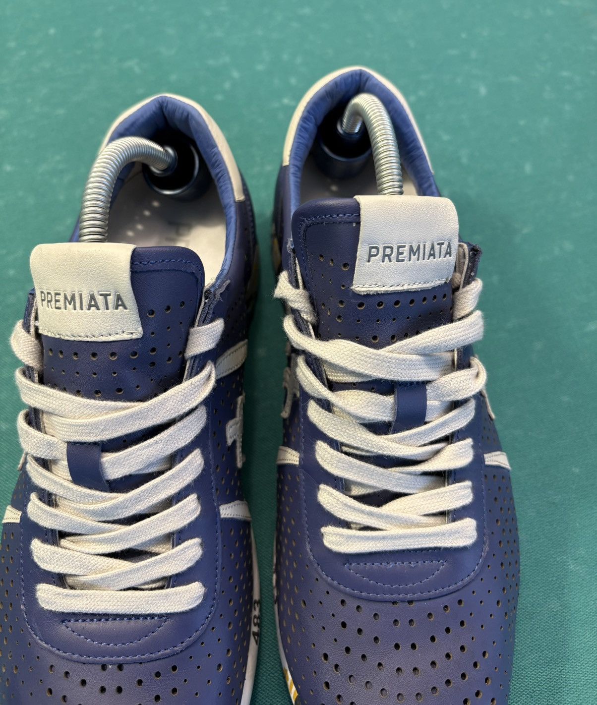 Premiata PREMIATA Lucy Lacer Men's Blue Perforated Leather Sneakers Size US 8 / EU 41 - 4 Thumbnail