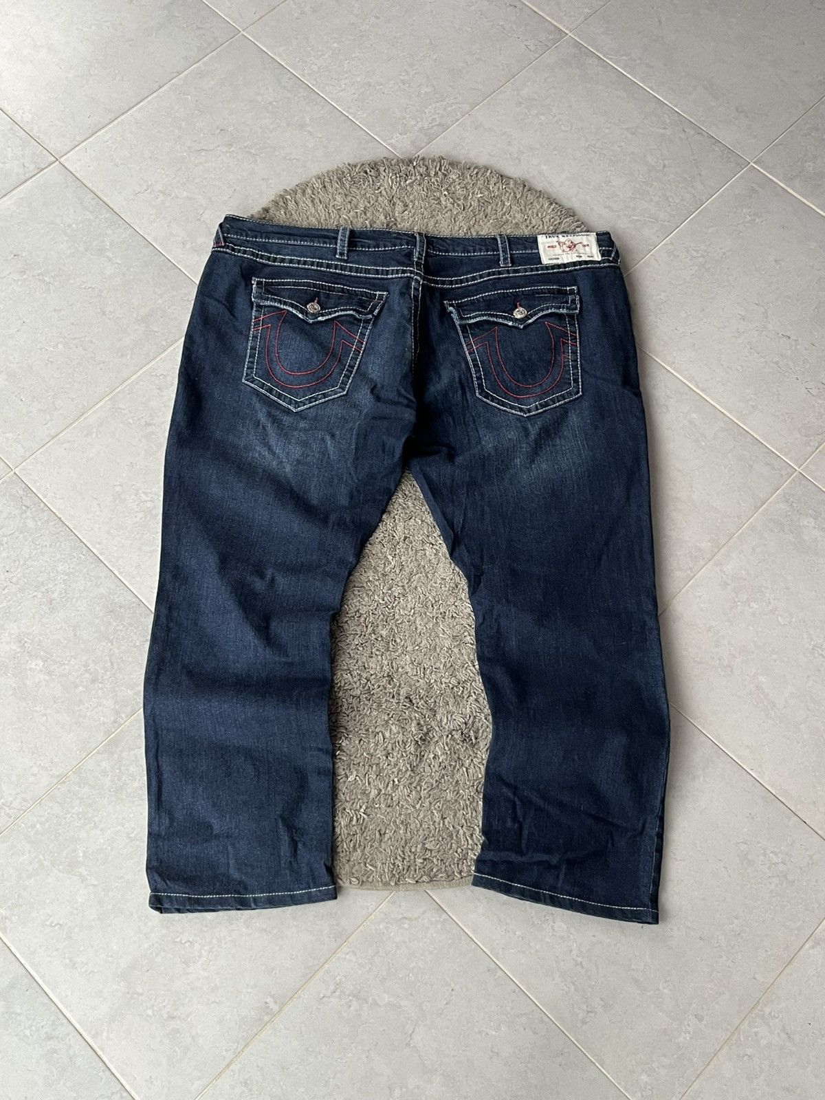 True Religion True Religion Dark Wash Straight Leg Jeans Red Stitching Size US 44 / EU 60 - 1 Thumbnail