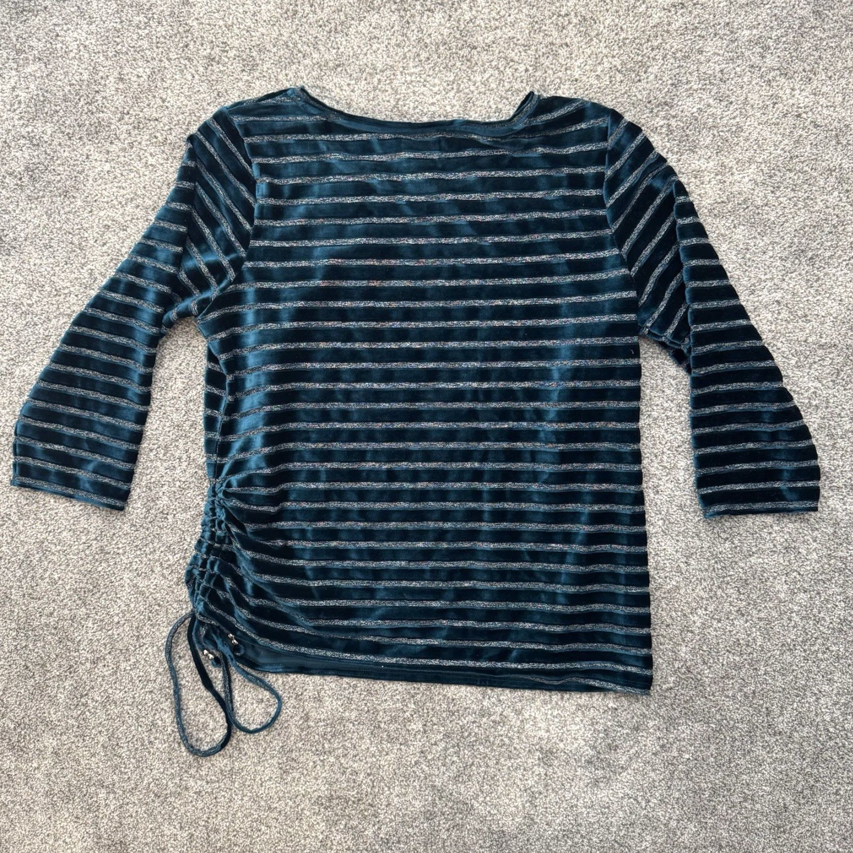 Velour VINTAGE Hearts of Palm Jeweled Green Velour Top L Silver Stripes Holiday Christmas Whimsigoth Y2K Womens Top Size L / US 10 / IT 46 - 8 Thumbnail